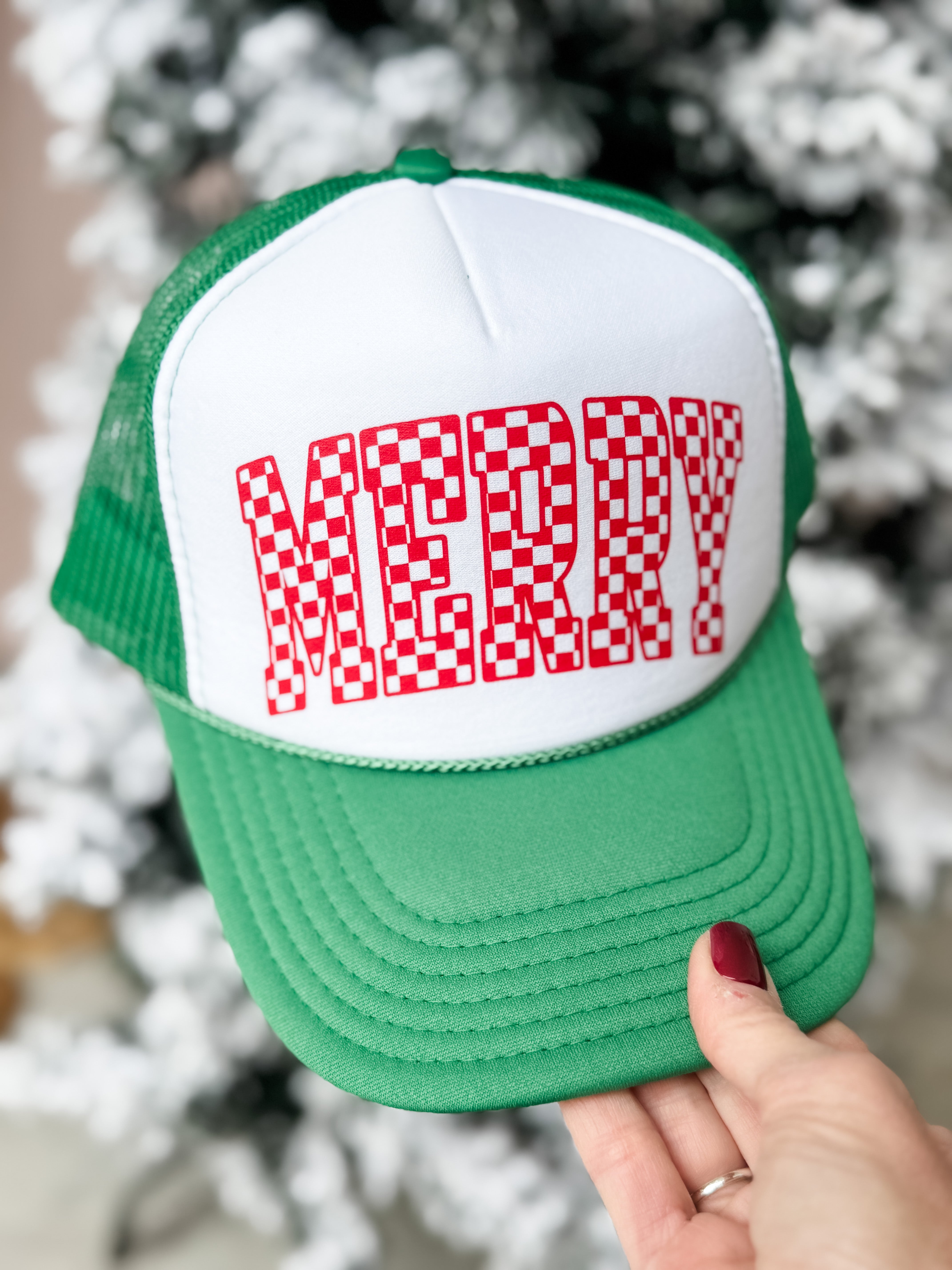 Checkered Merry Trucker Hat