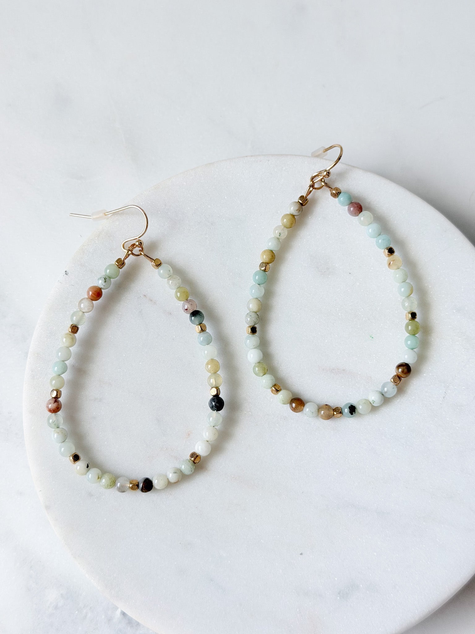 Mint Stone Hoops
