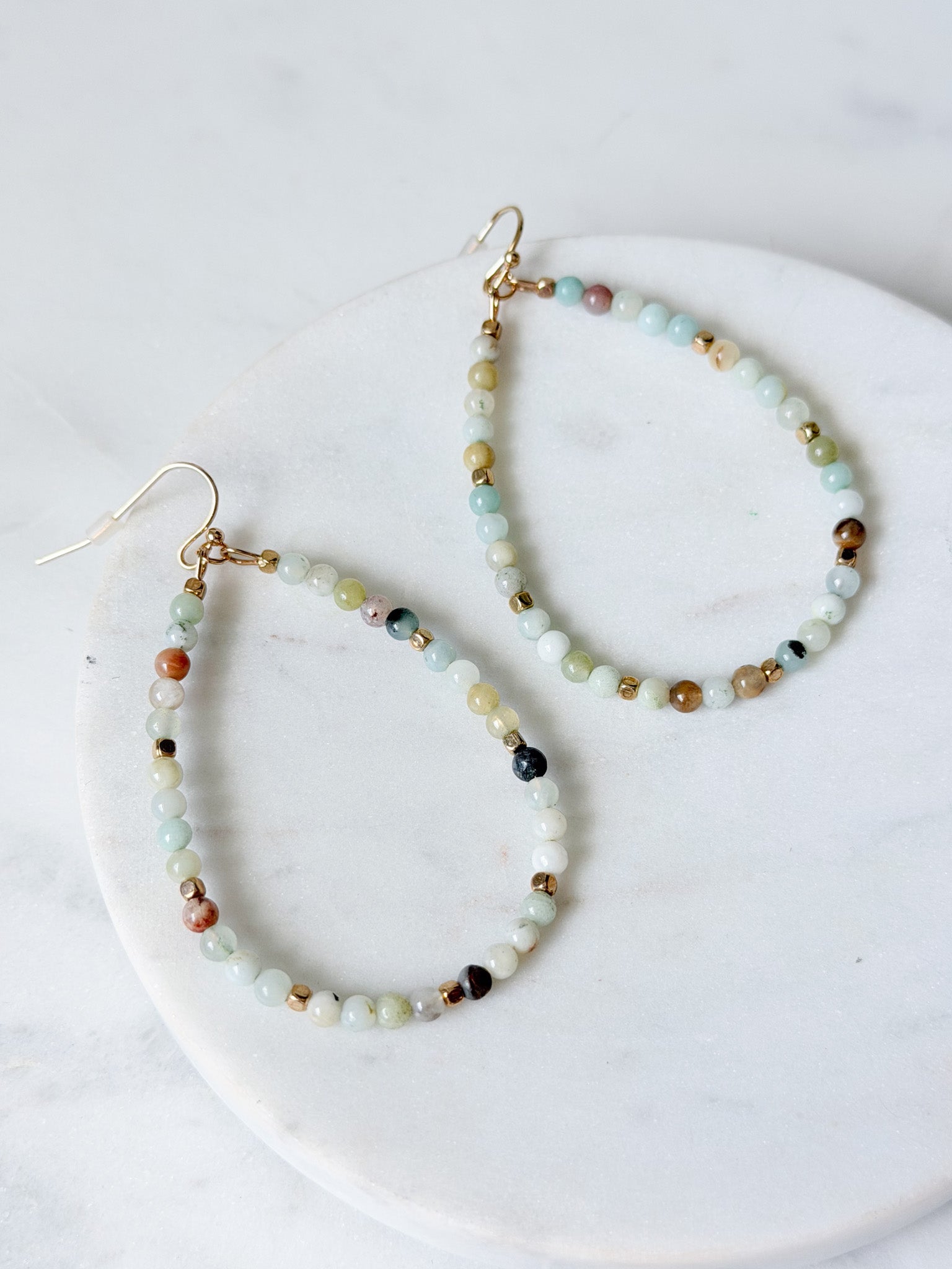 Mint Stone Hoops