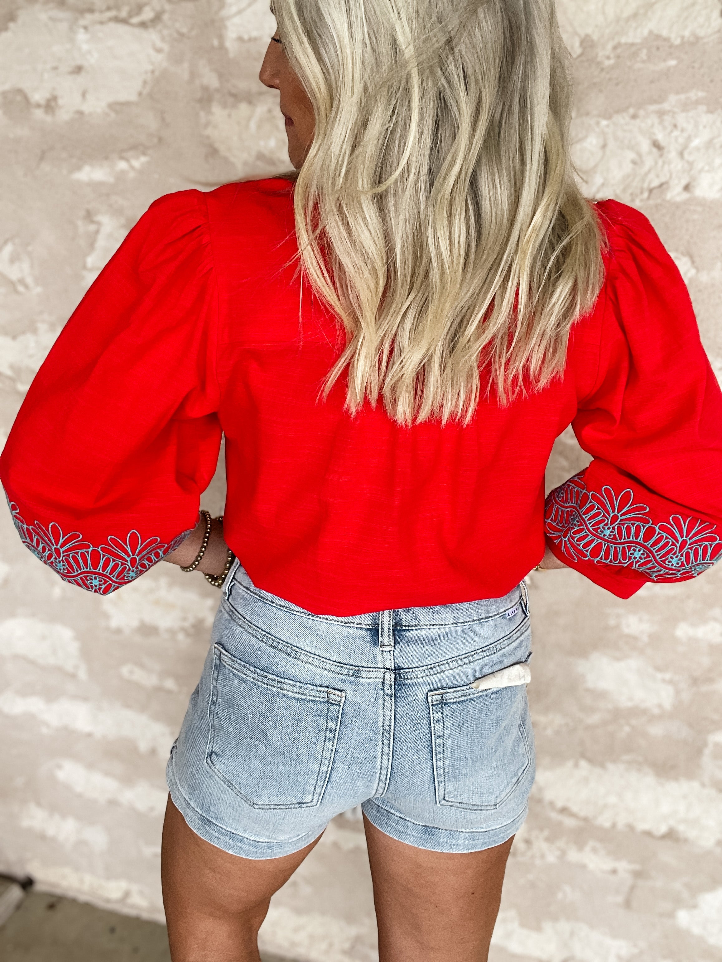 Cassidy Embroidered Sleeve Top