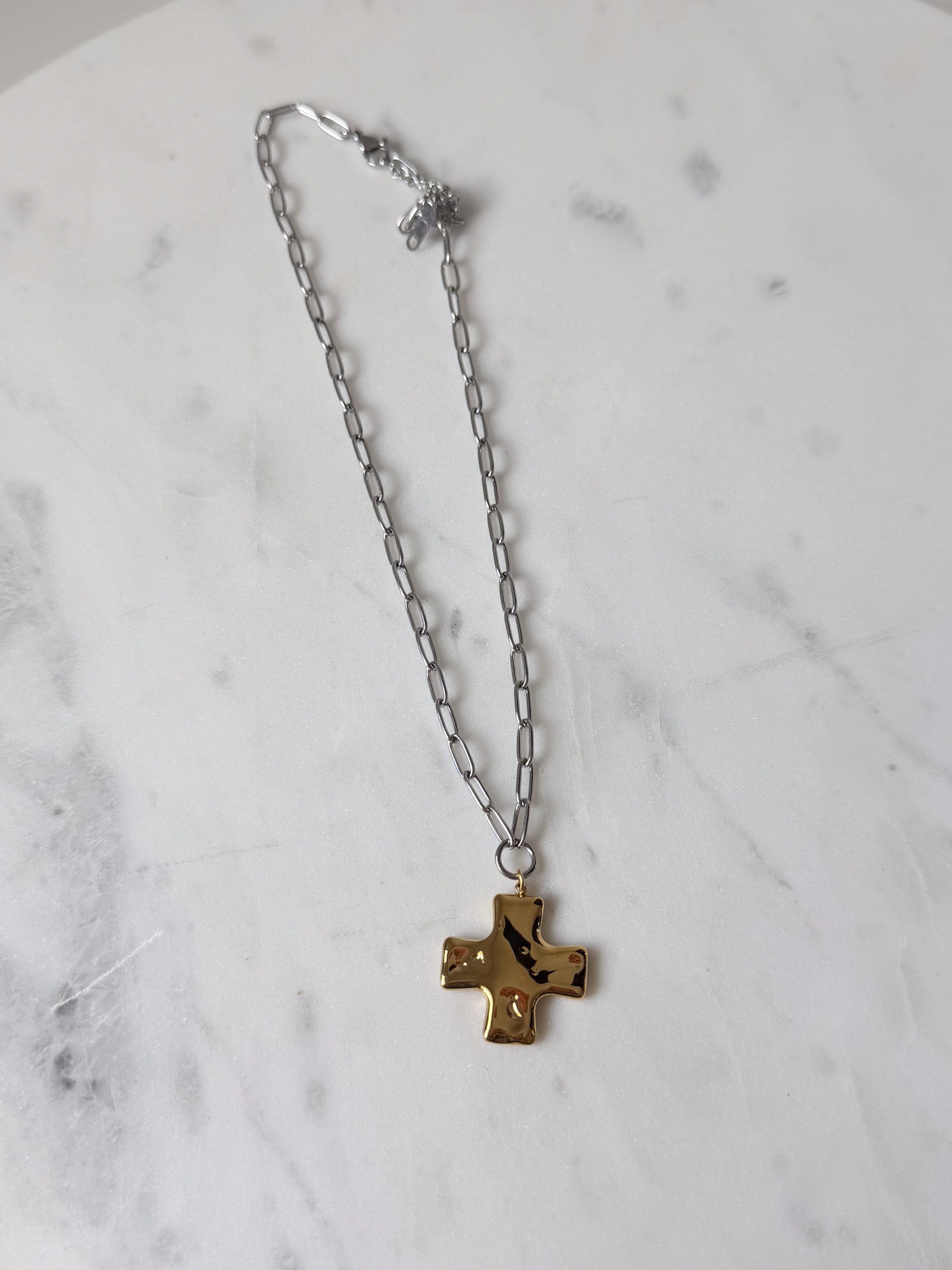 Modern Revival Cross Necklace | Two-Tone