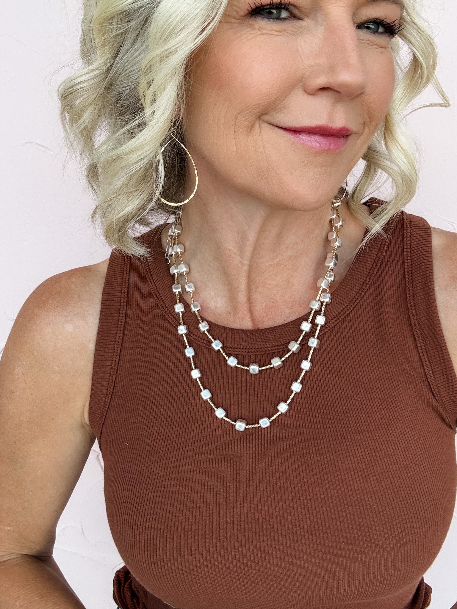 Double Down Two Tone Long Necklace