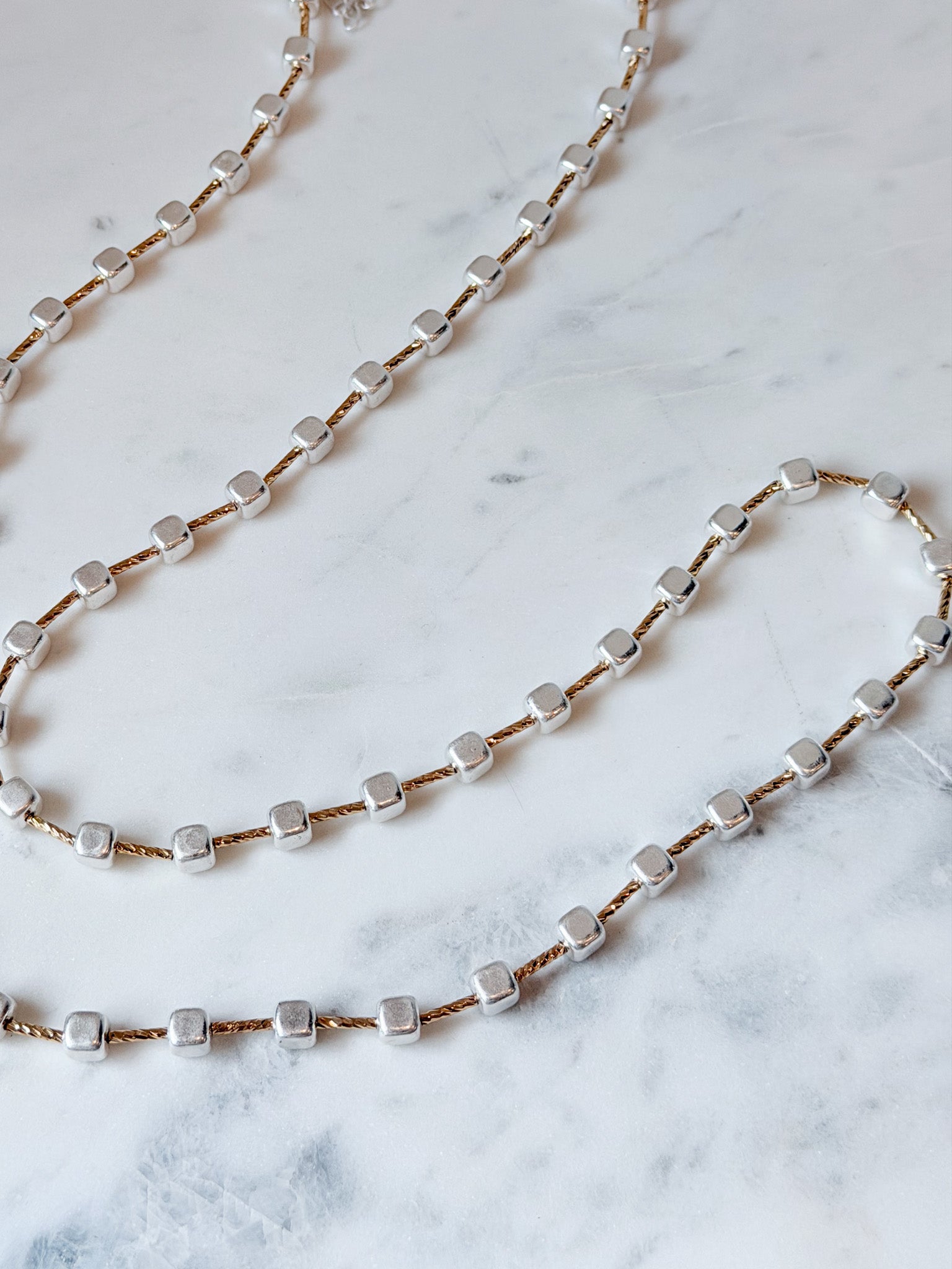 Double Down Two Tone Long Necklace