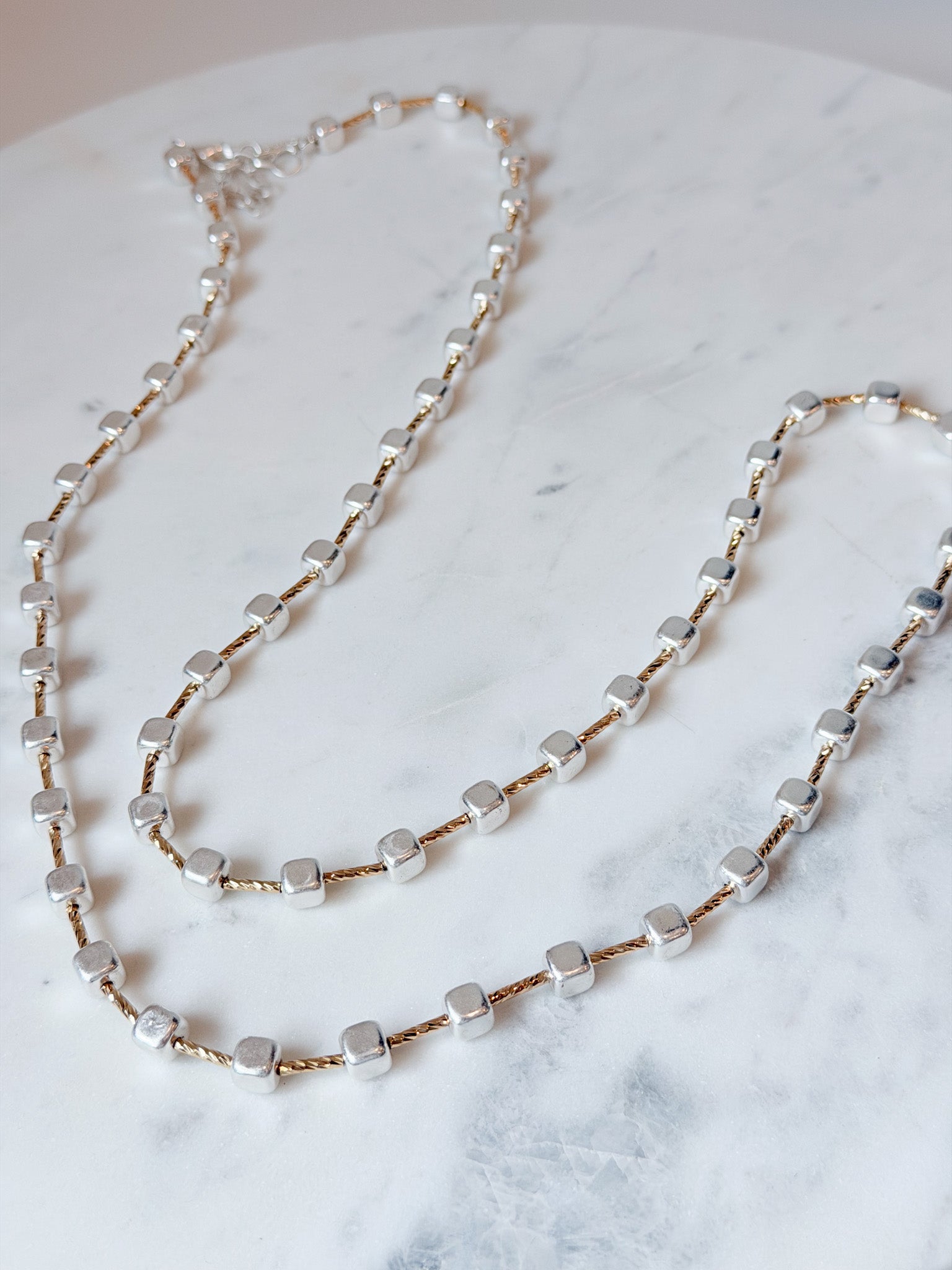 Double Down Two Tone Long Necklace