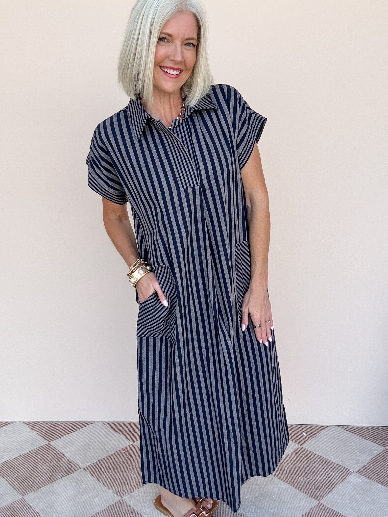 Canyon Row Dress | Navy