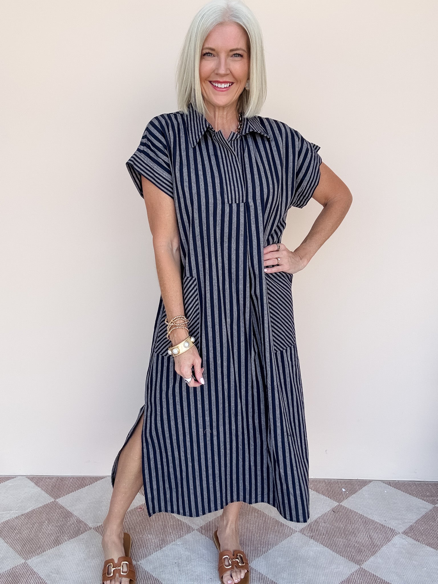 Canyon Row Dress | Navy