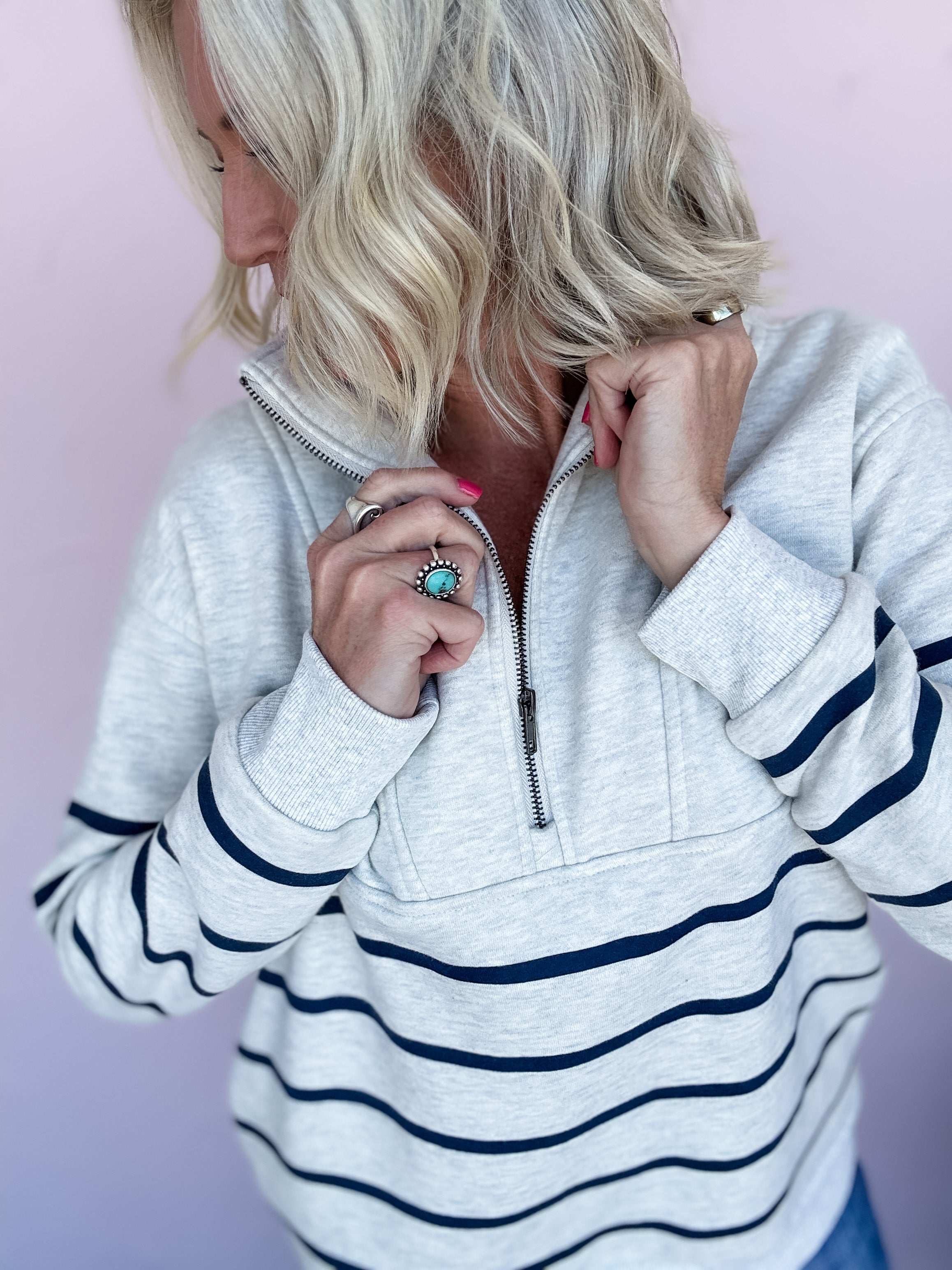 Atlantic Line Zip Pullover