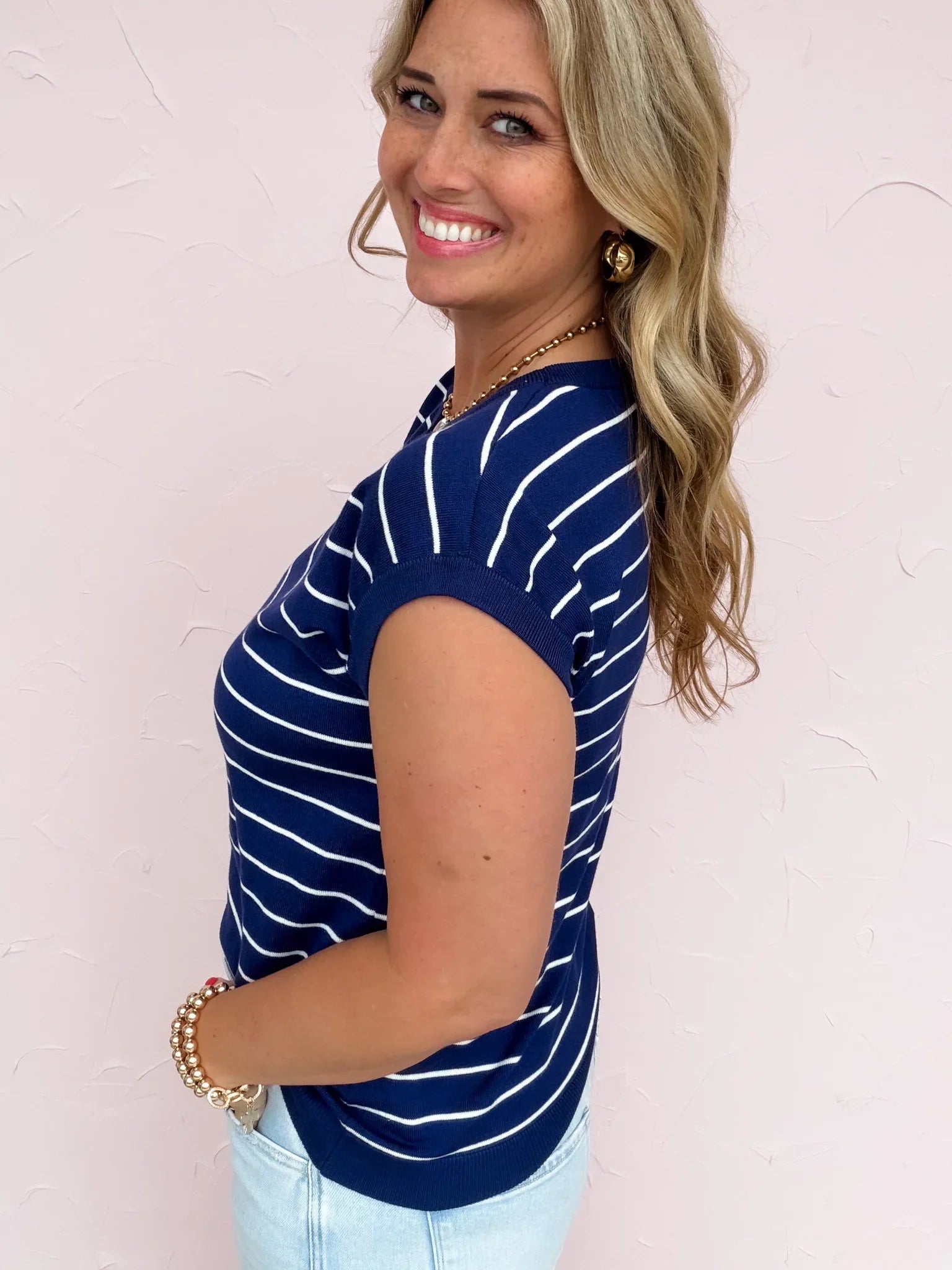 Navy Daydream Stripe Top
