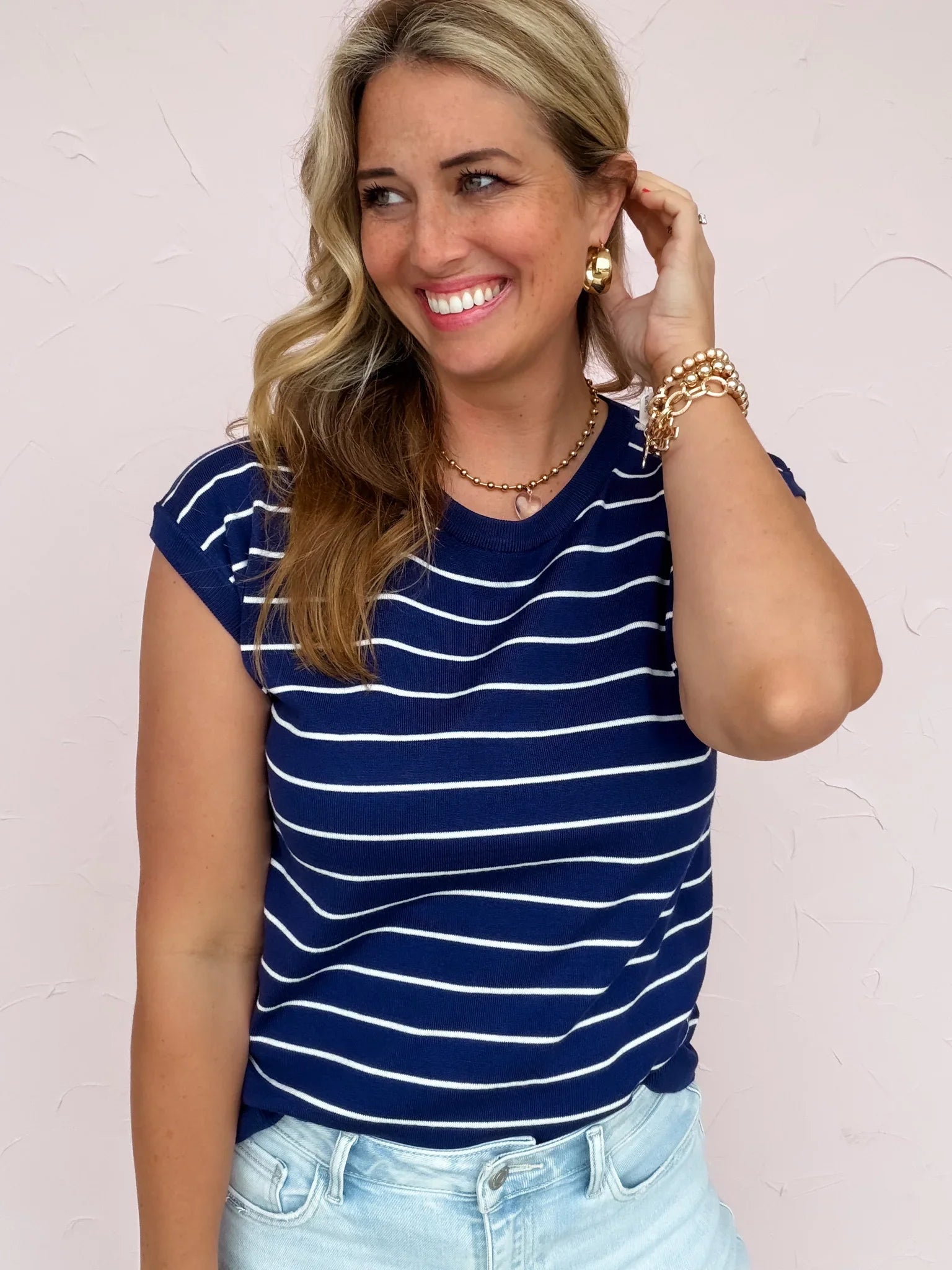 Navy Daydream Stripe Top
