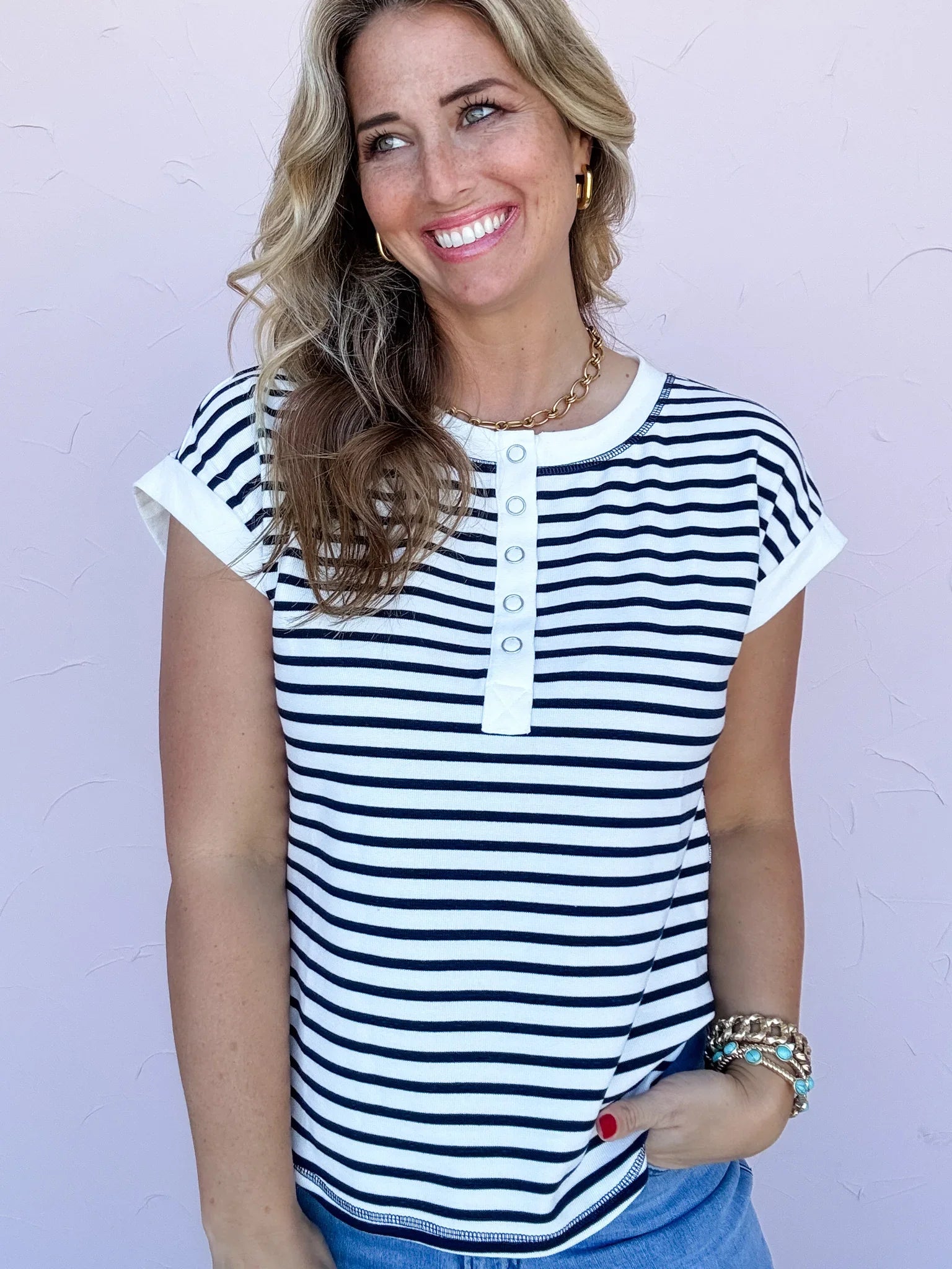 In a Snap Henley Top - 30% Off