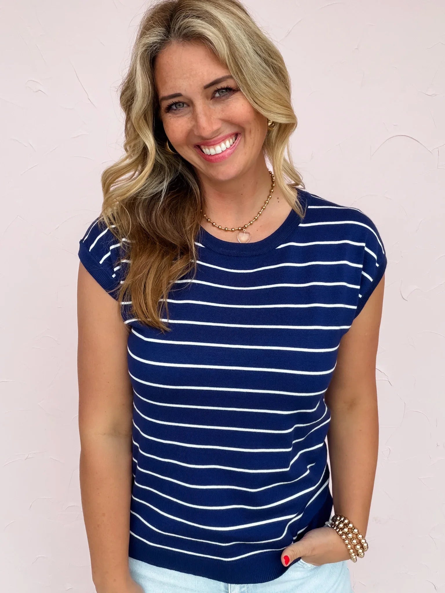 Navy Daydream Stripe Top