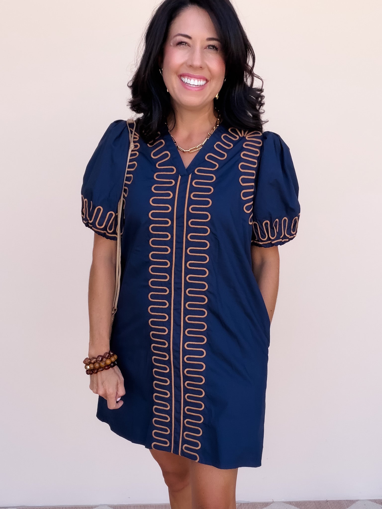Sunburst Stitch Dress | Navy