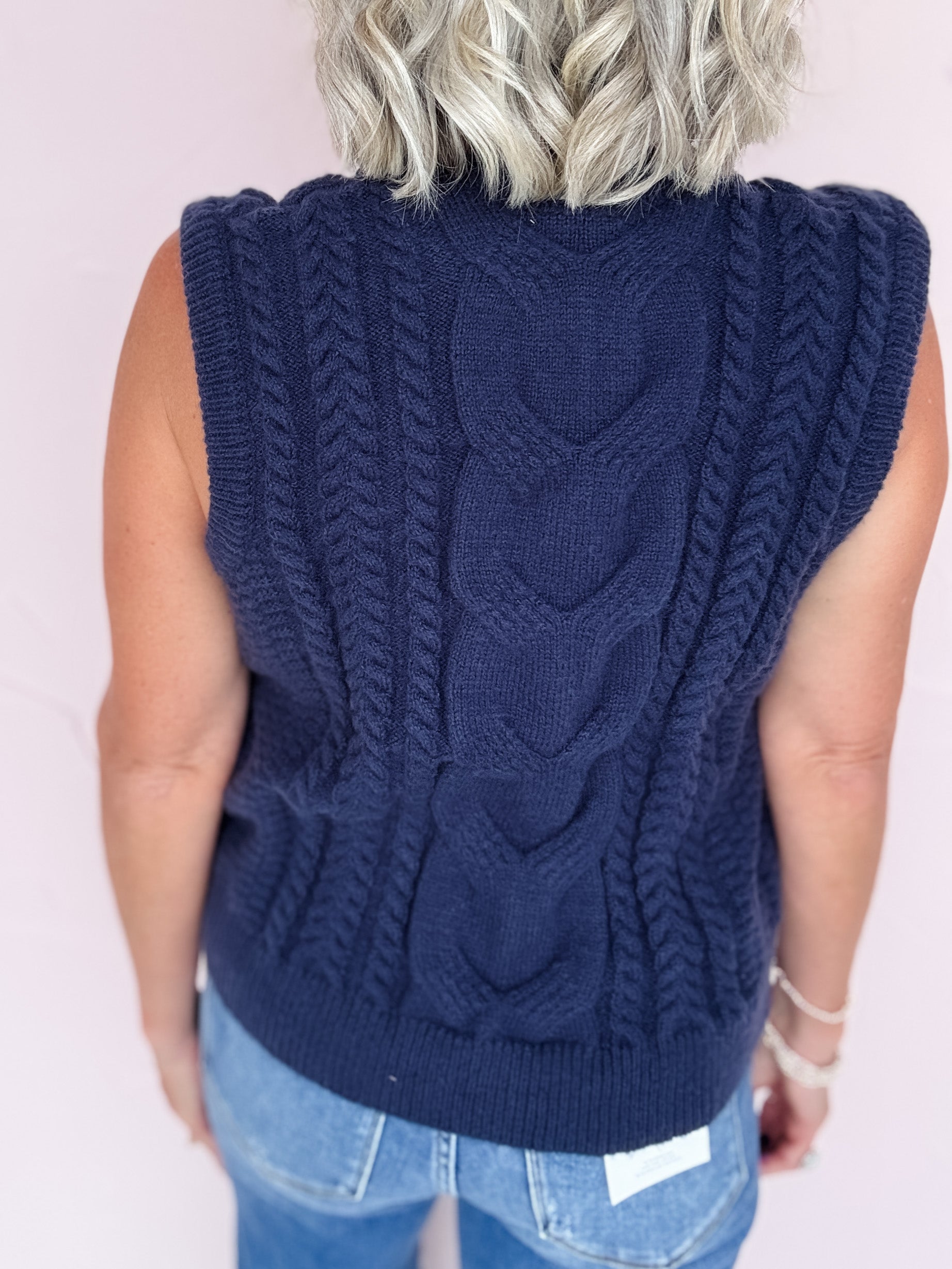 Navy Narrative Sweater Vest- FINAL SALE