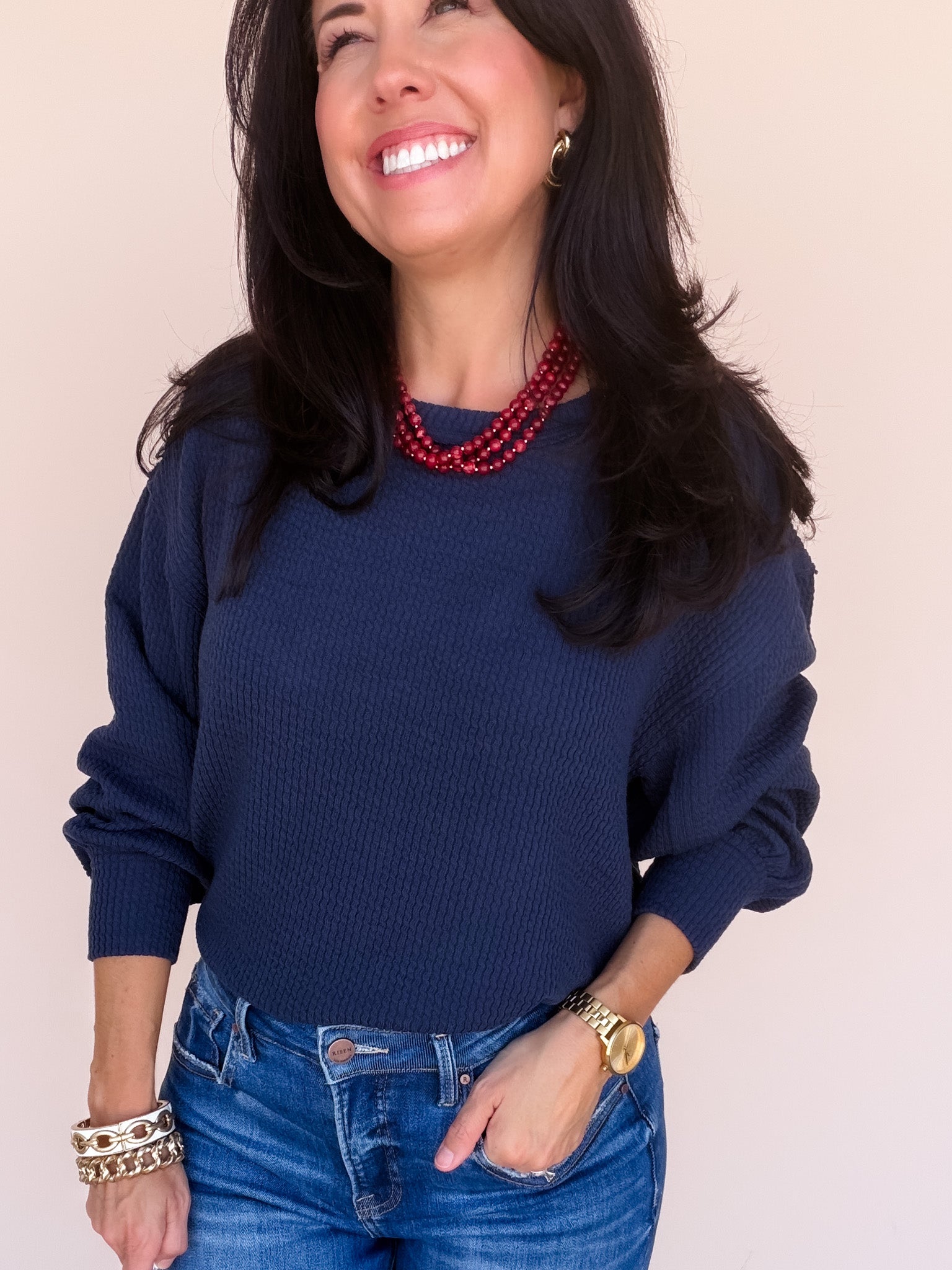 Winnie Wave Top | Navy