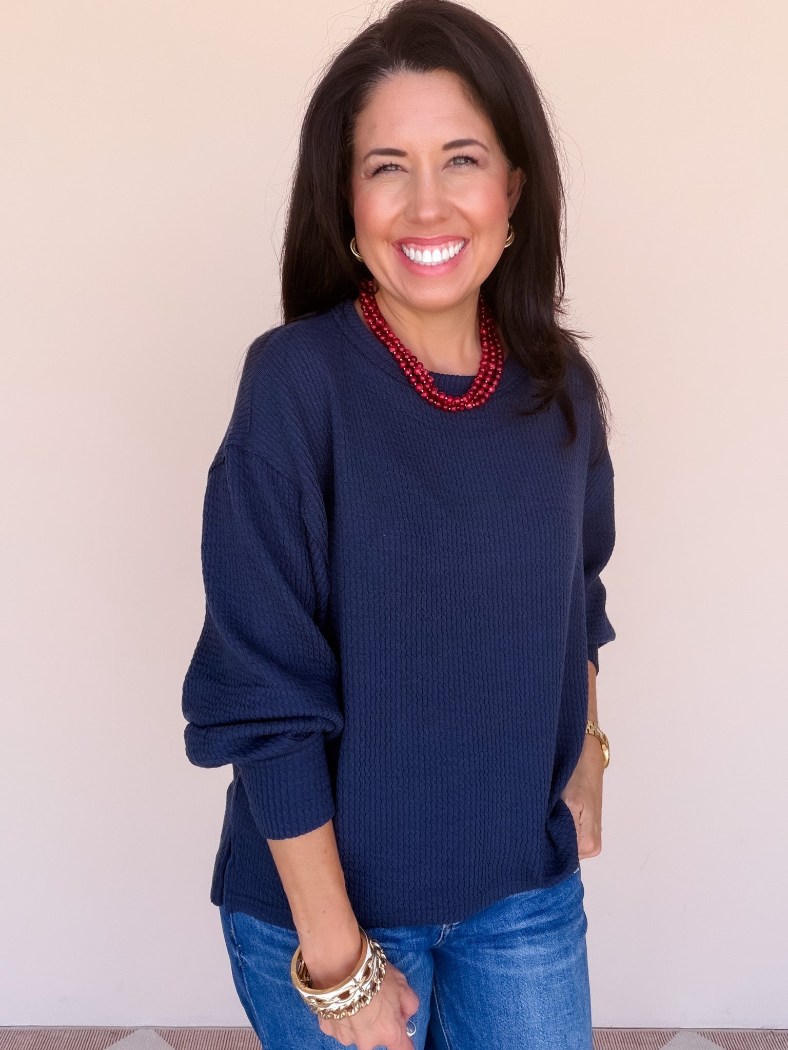 Winnie Wave Top | Navy