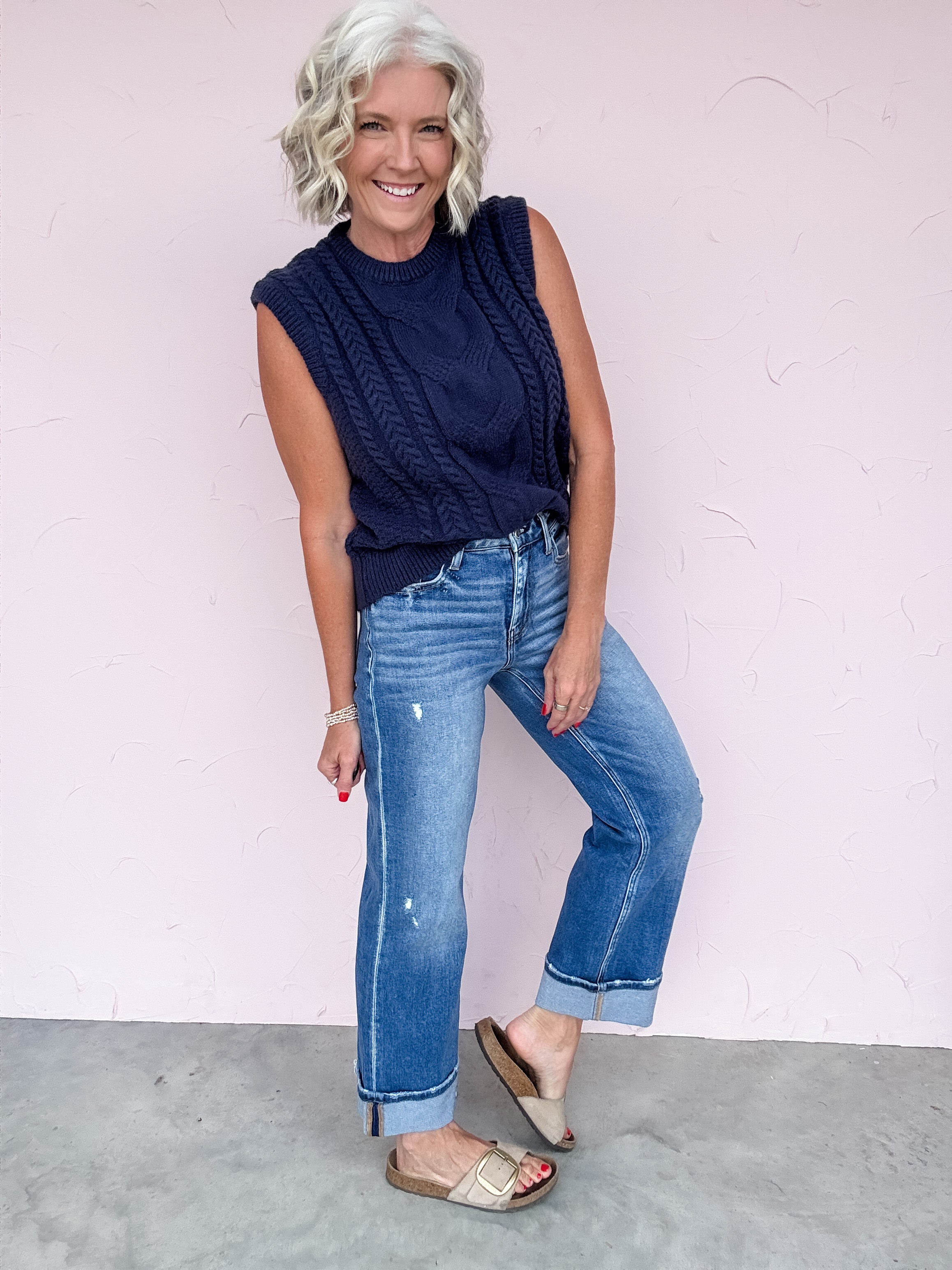 Navy Narrative Sweater Vest- FINAL SALE