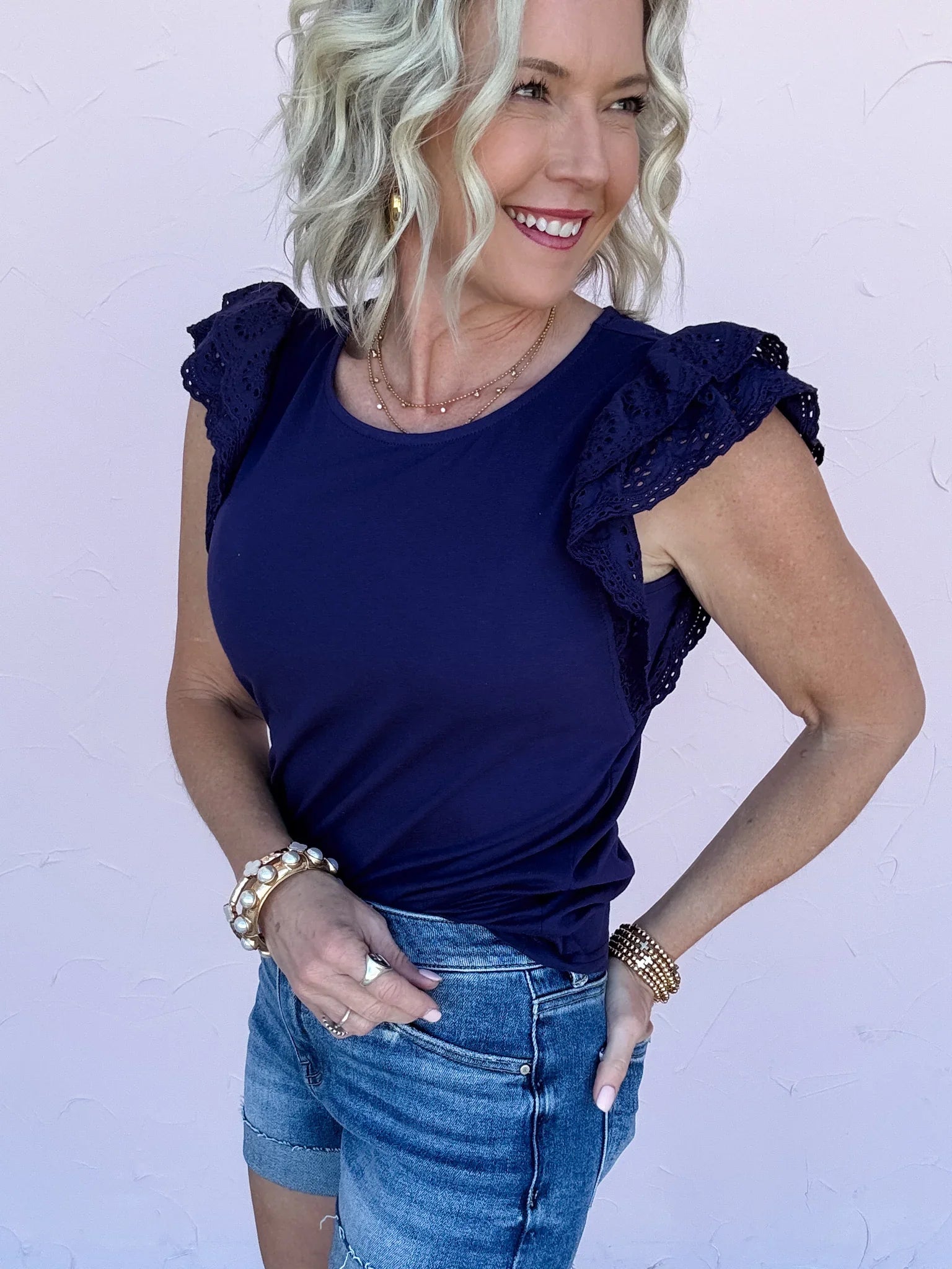Eyelet Evening Stroll Top - 50% Off