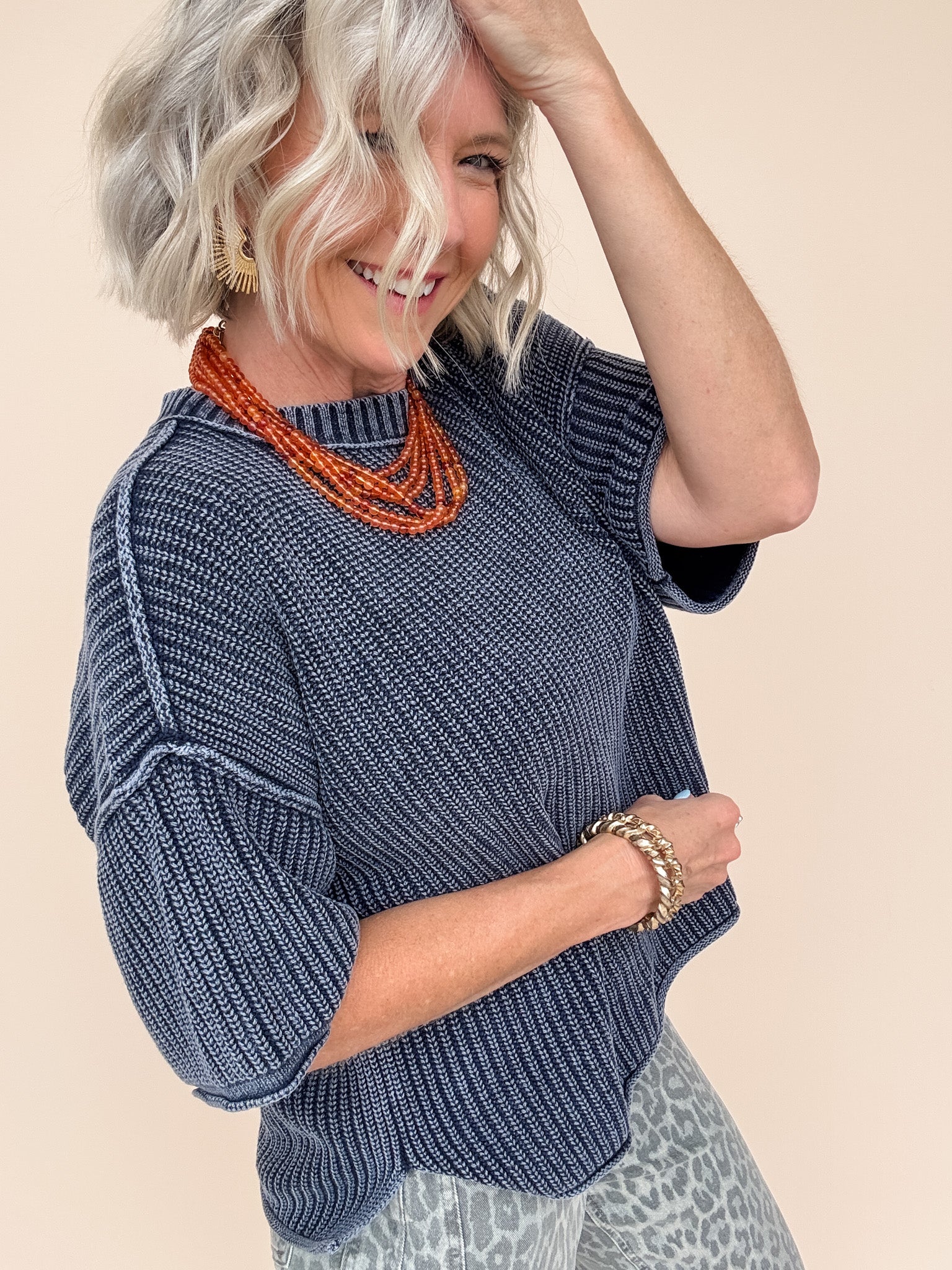 Modern Ease Knit Top | Navy
