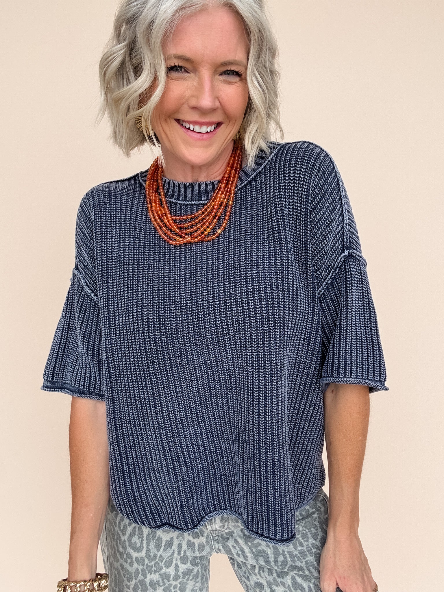Modern Ease Knit Top | Navy