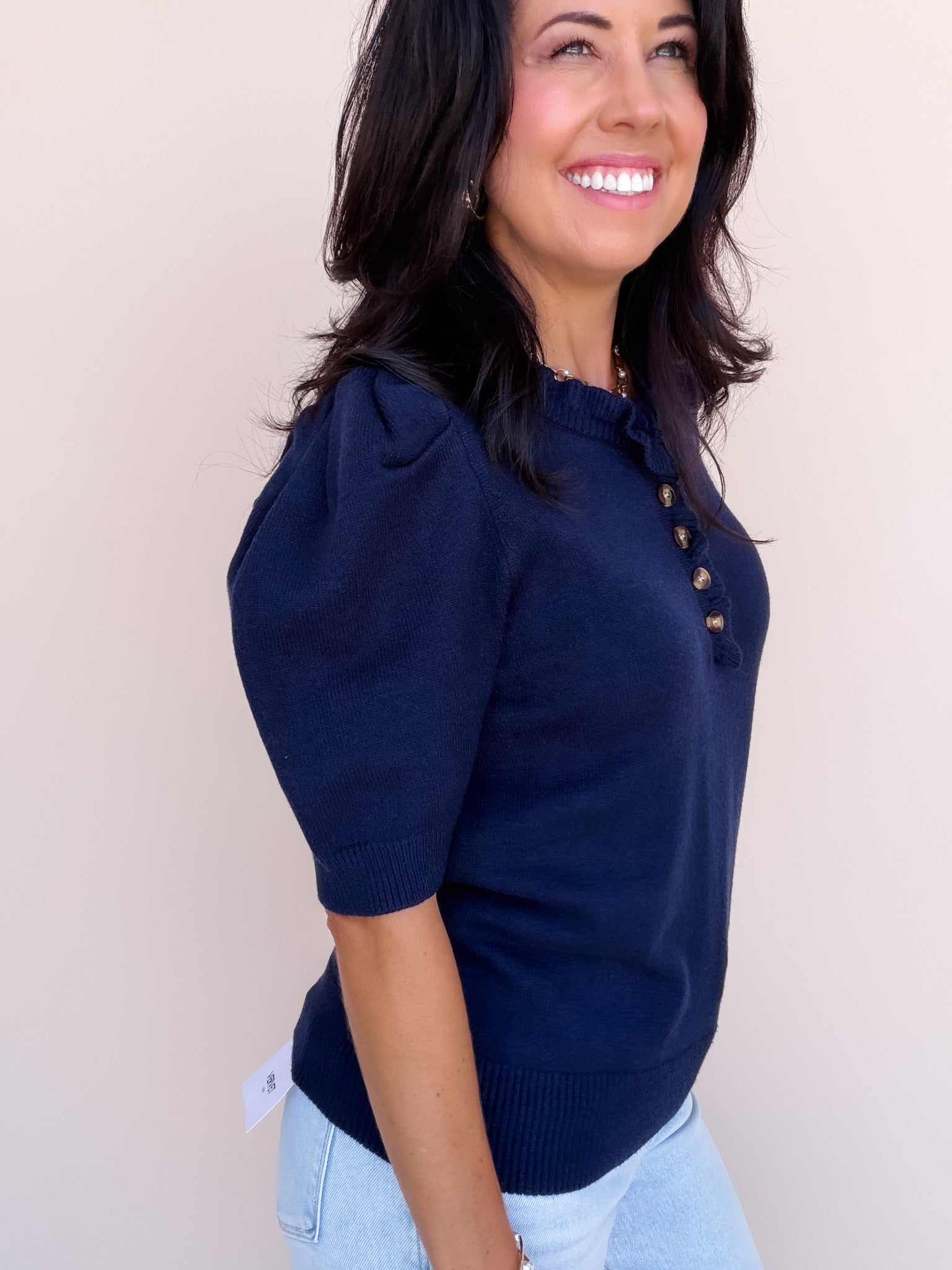Come Home Ruffled Sweater | Navy