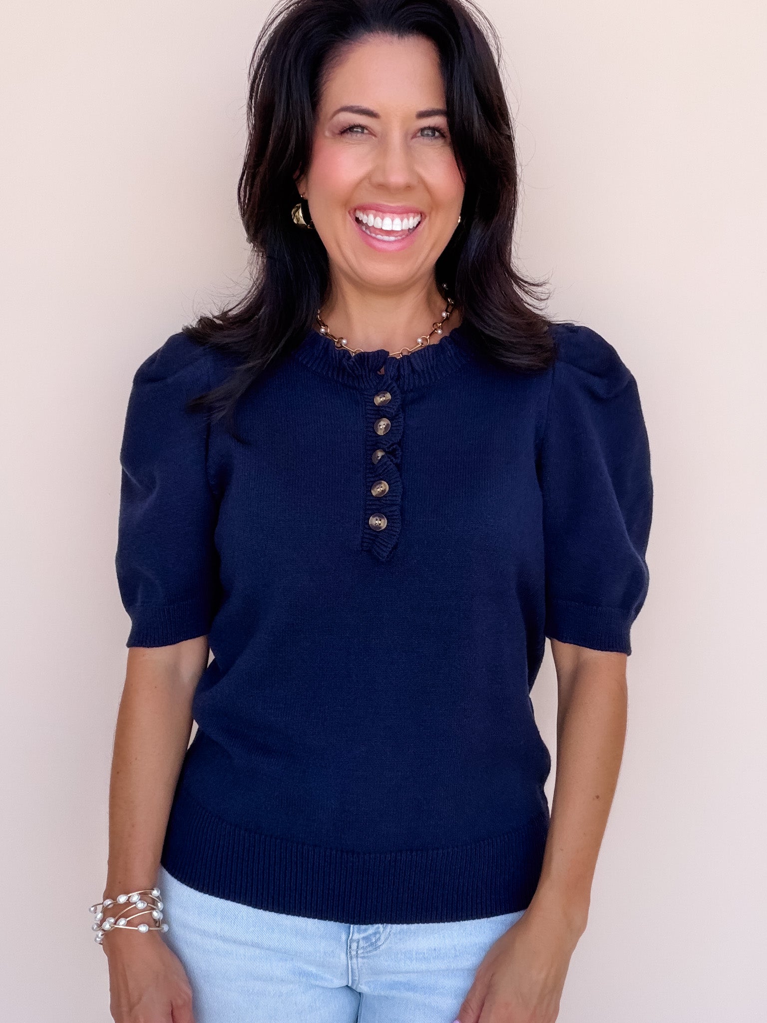 Come Home Ruffled Sweater | Navy