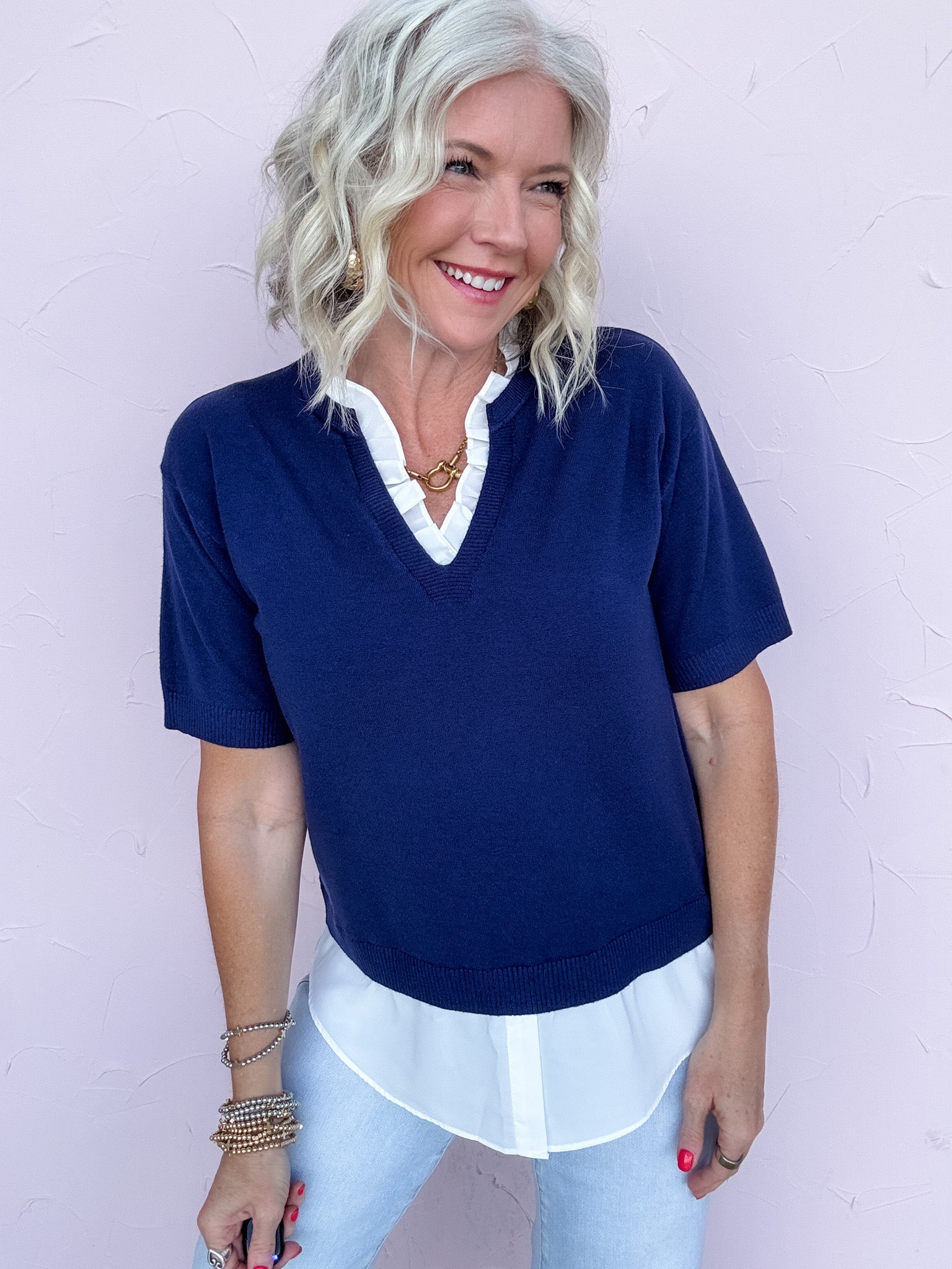 Navy & Nice Knit Top