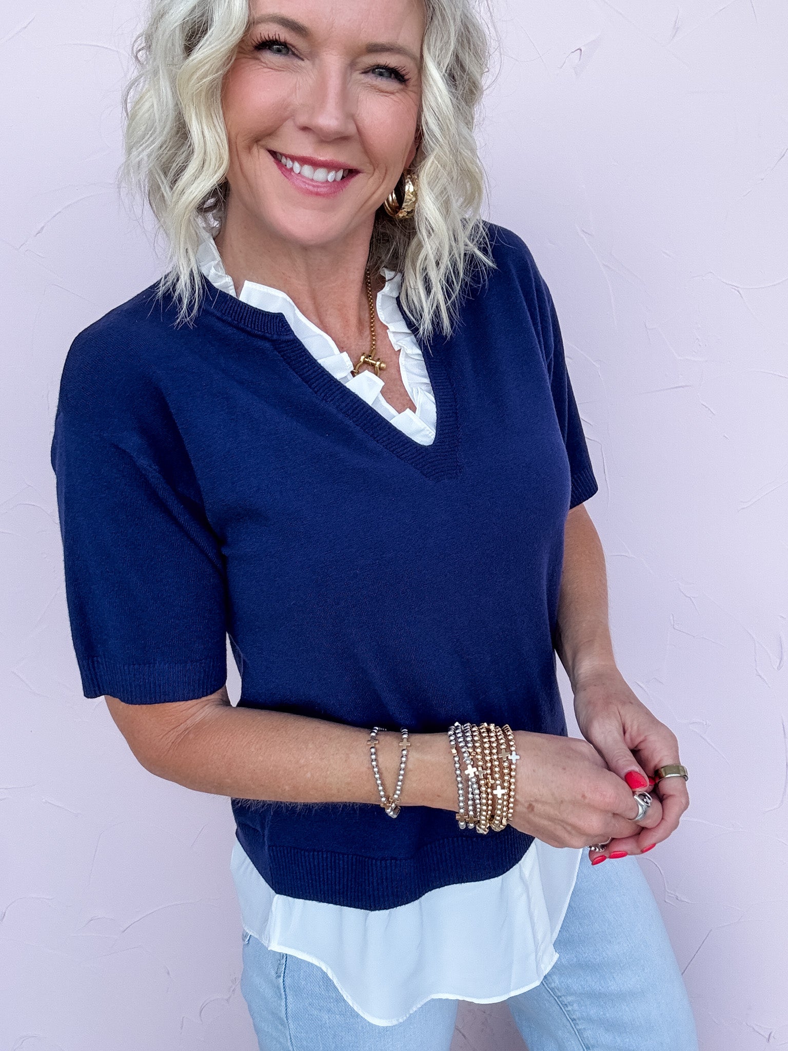 Navy & Nice Knit Top