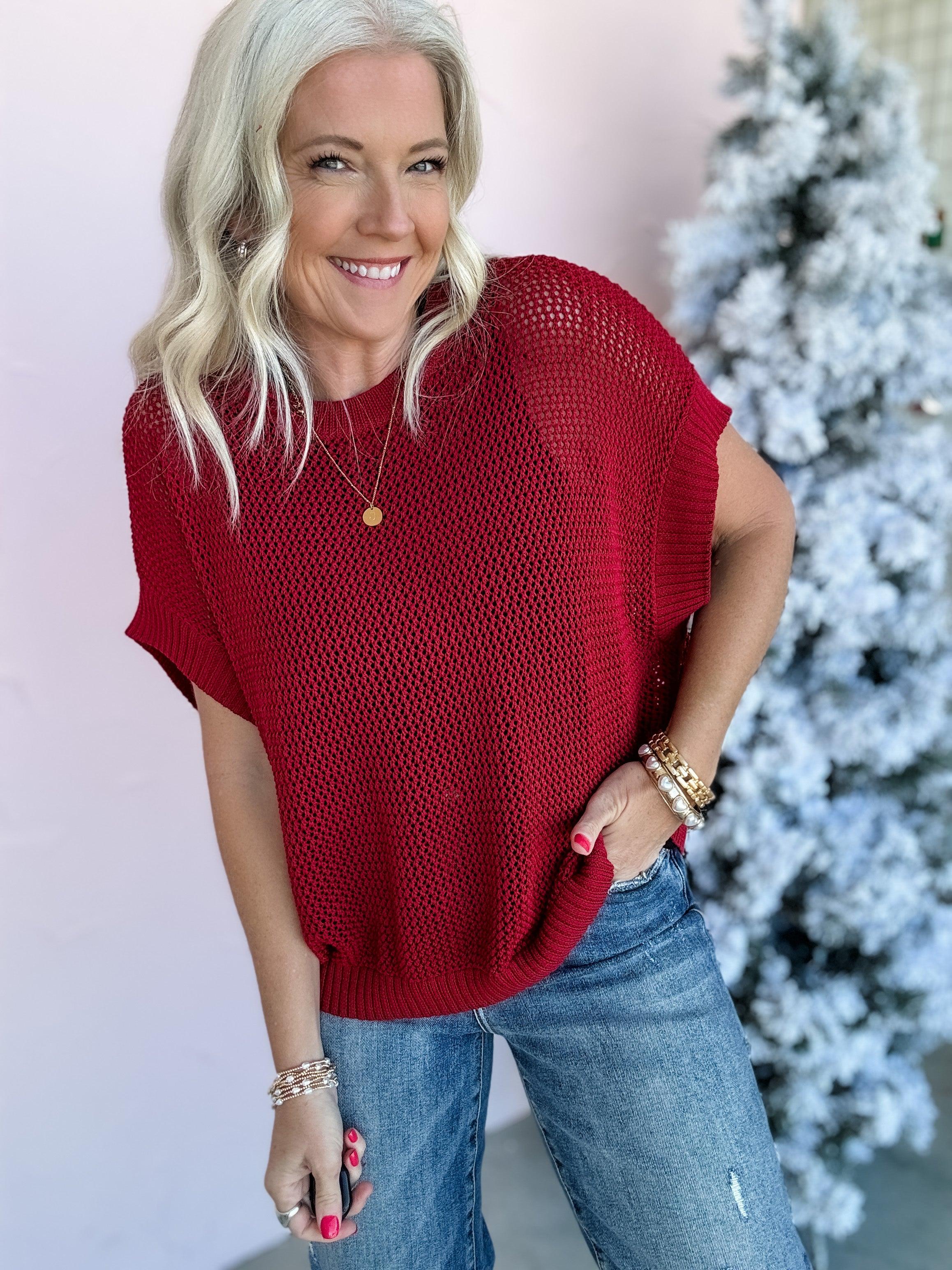 Scarlet Open Knit Top