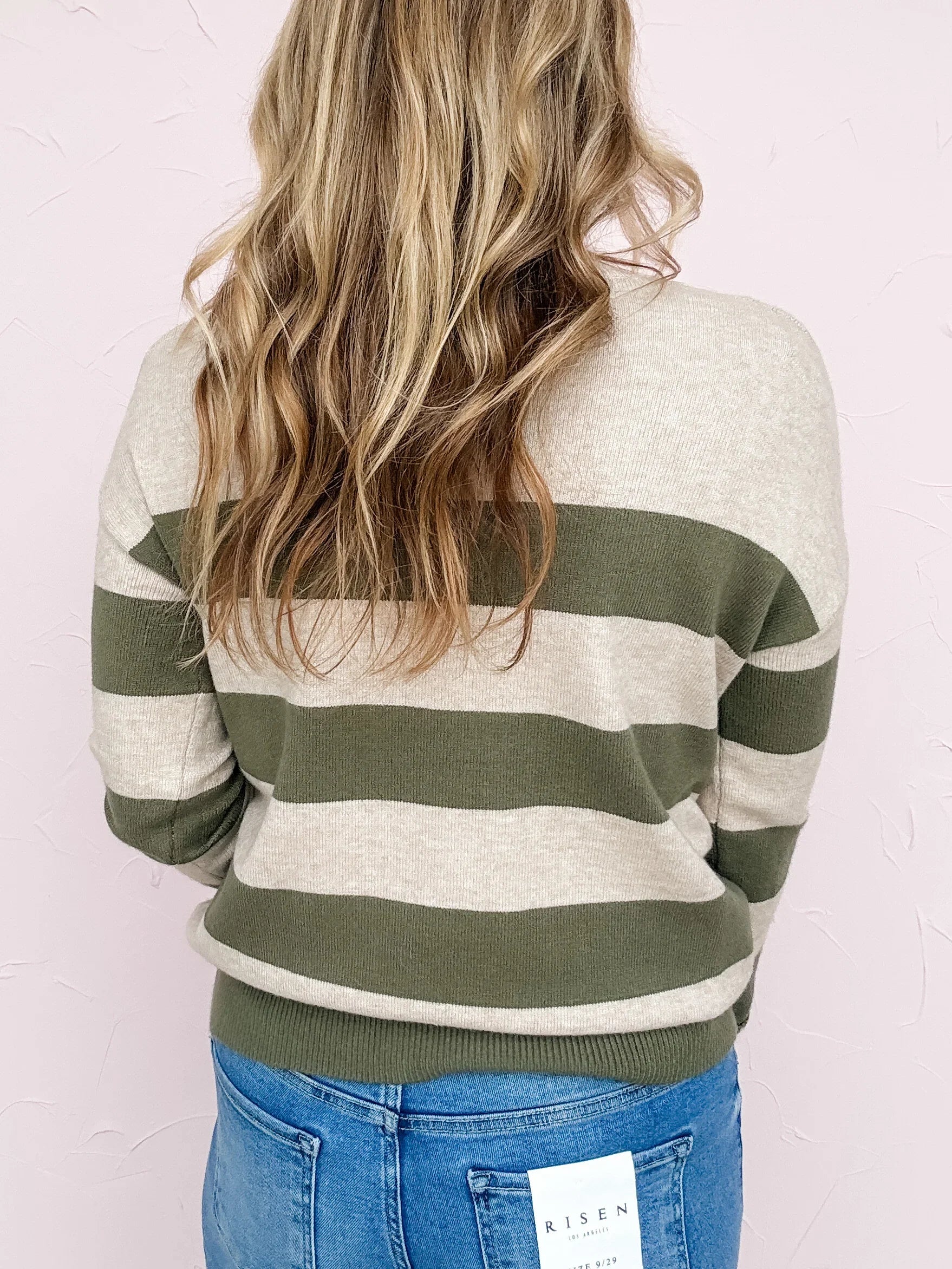 Olive Horizon Stripe Sweater