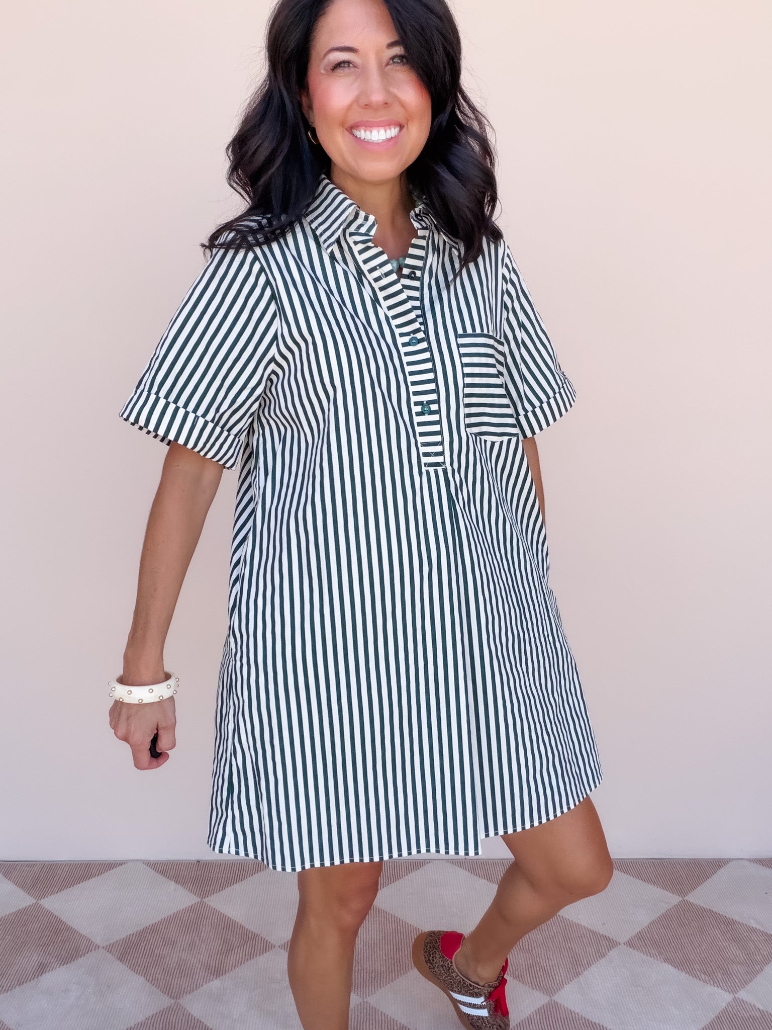Reese Striped Dress | Hunter Green