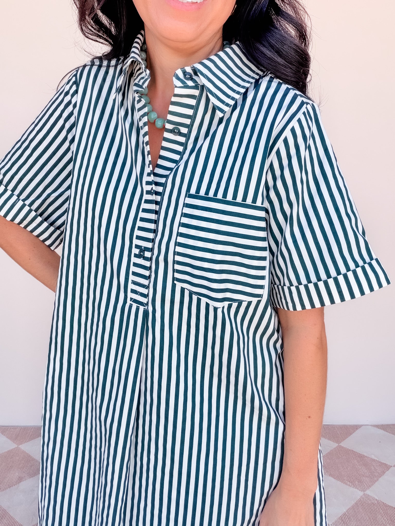 Reese Striped Dress | Hunter Green