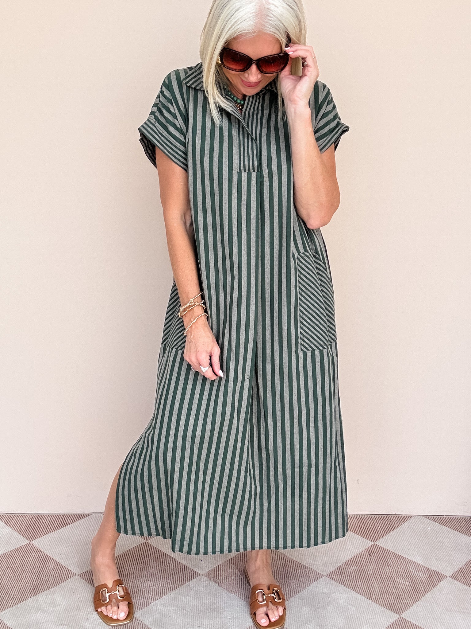 Canyon Row Dress | Hunter Green