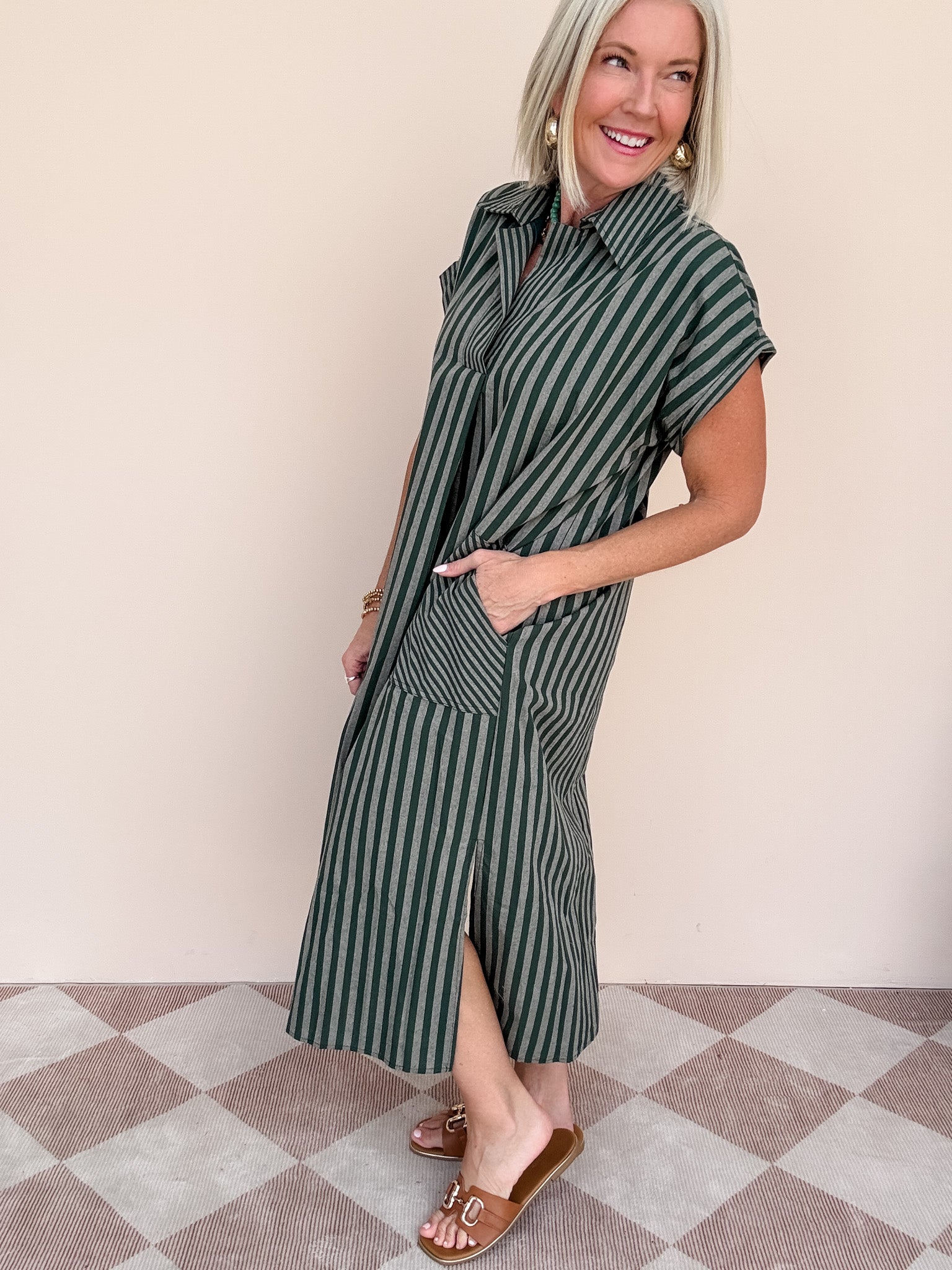 Canyon Row Dress | Hunter Green