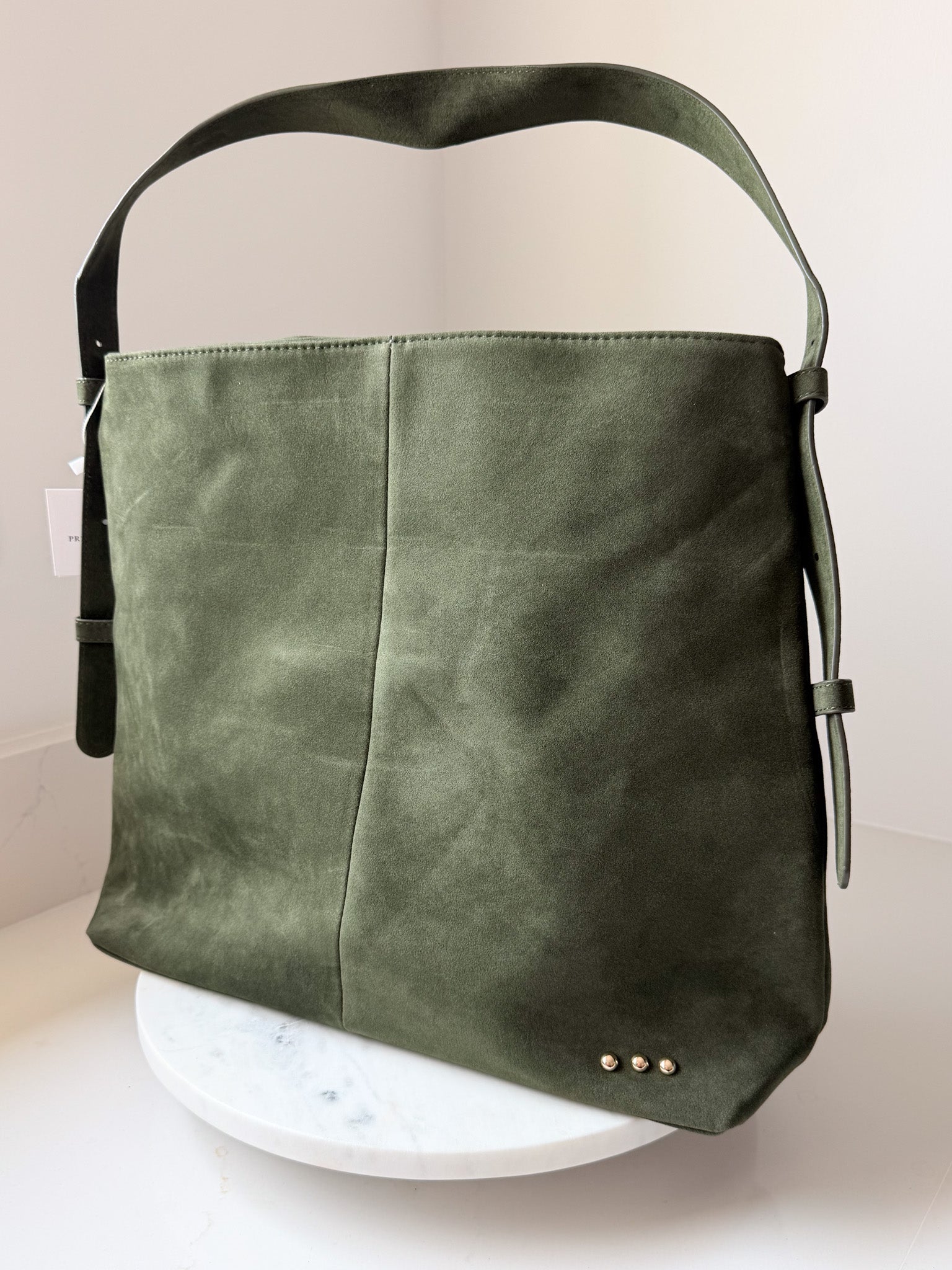 Evie Suede Hobo Shoulder Bag | Olive