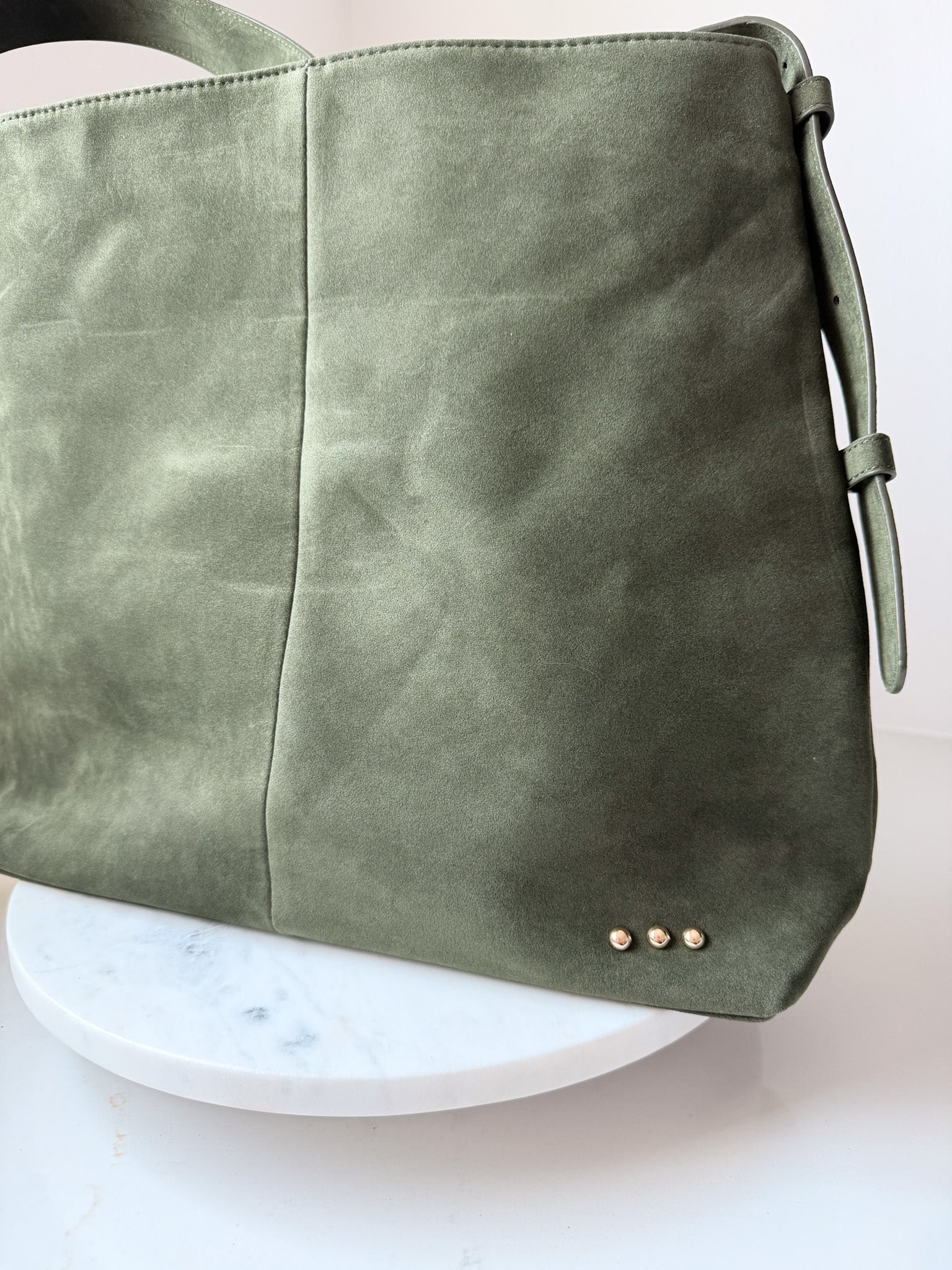 Evie Suede Hobo Shoulder Bag | Olive