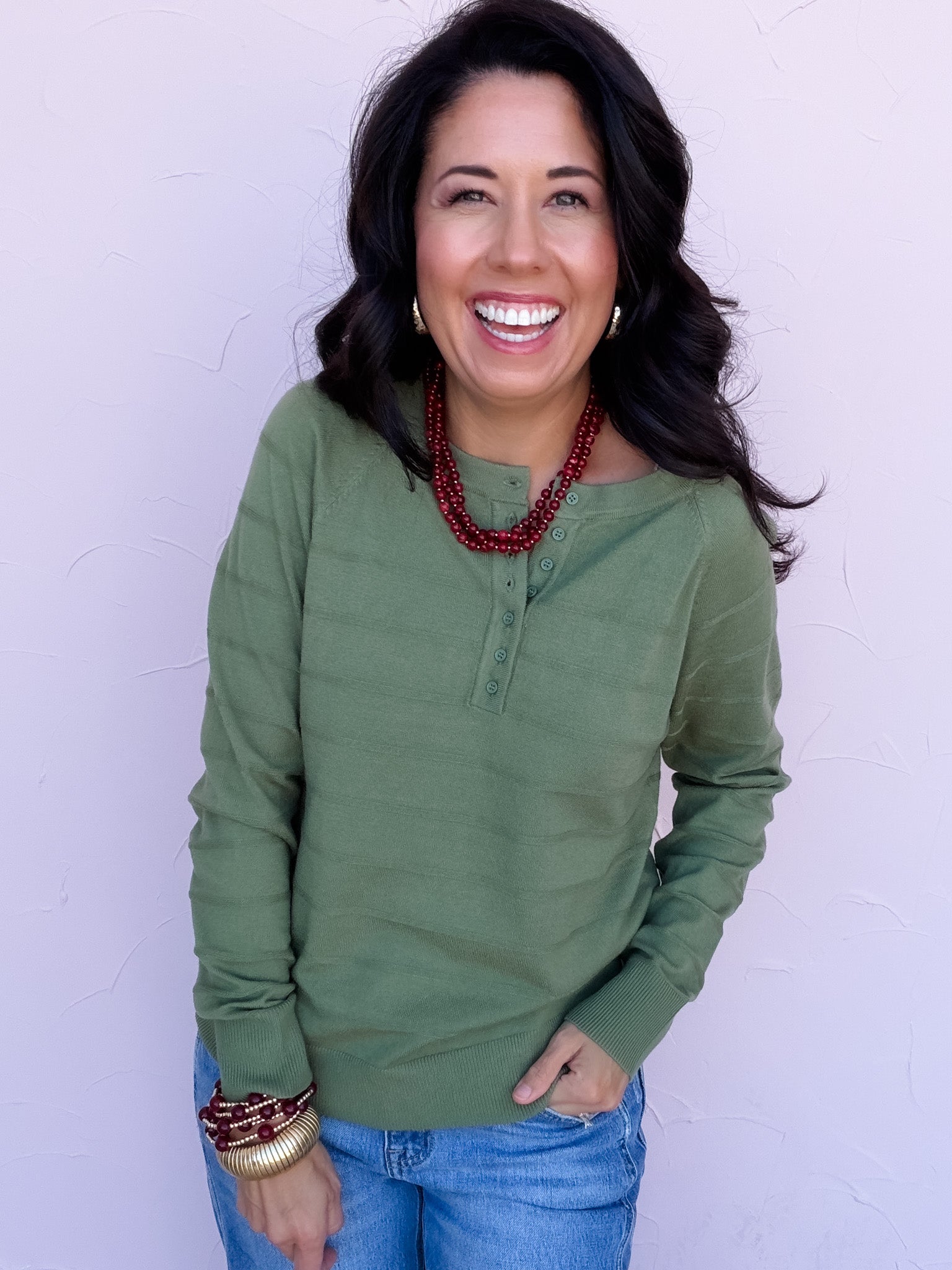 Overlook Henley Sweater | Olive