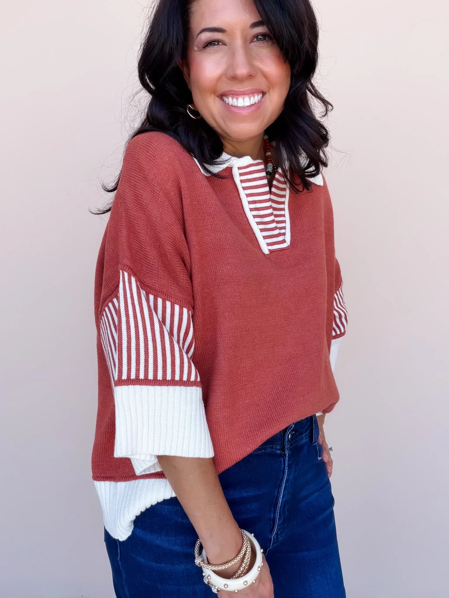 Weekend Polo Sweater | Rust