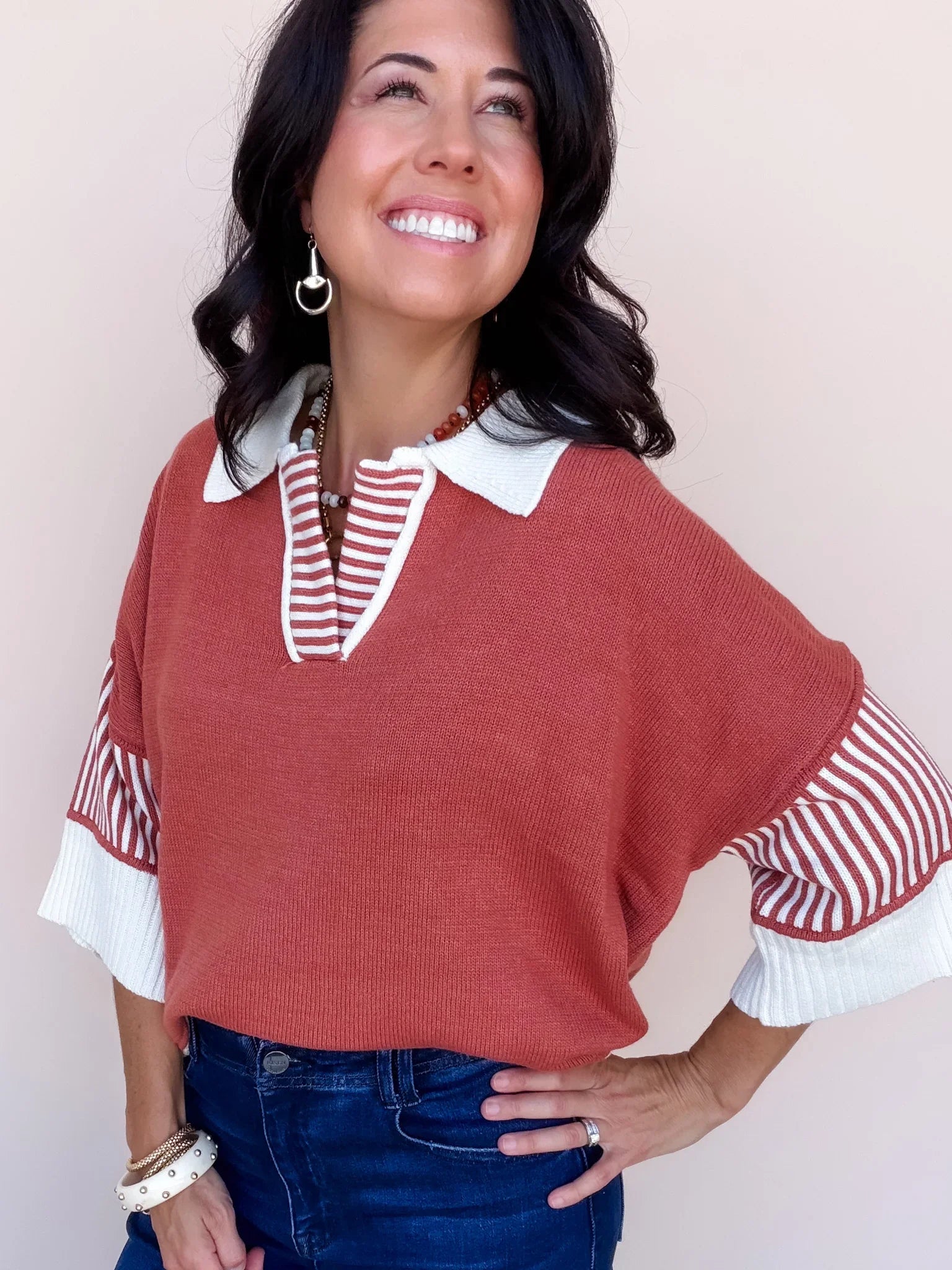 Weekend Polo Sweater | Rust