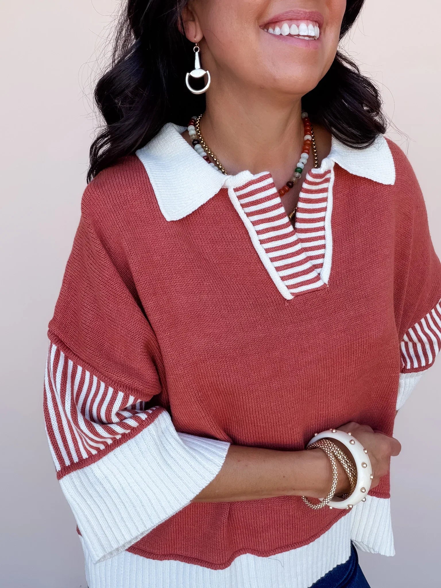 Weekend Polo Sweater | Rust