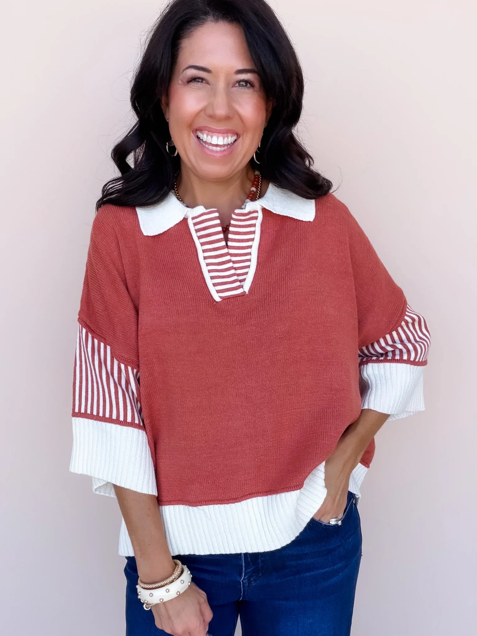 Weekend Polo Sweater | Rust