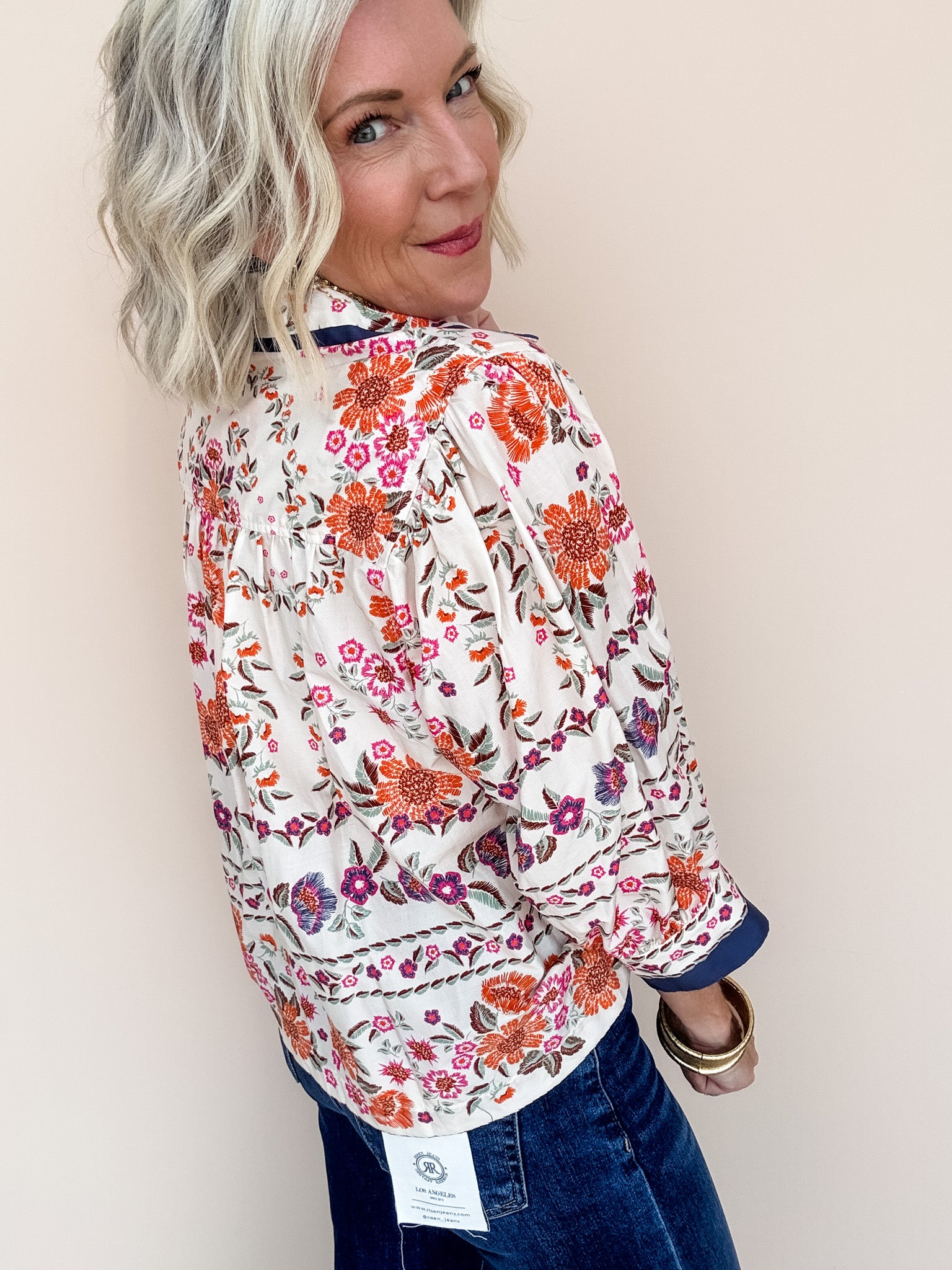Blue Ribbon Floral Top