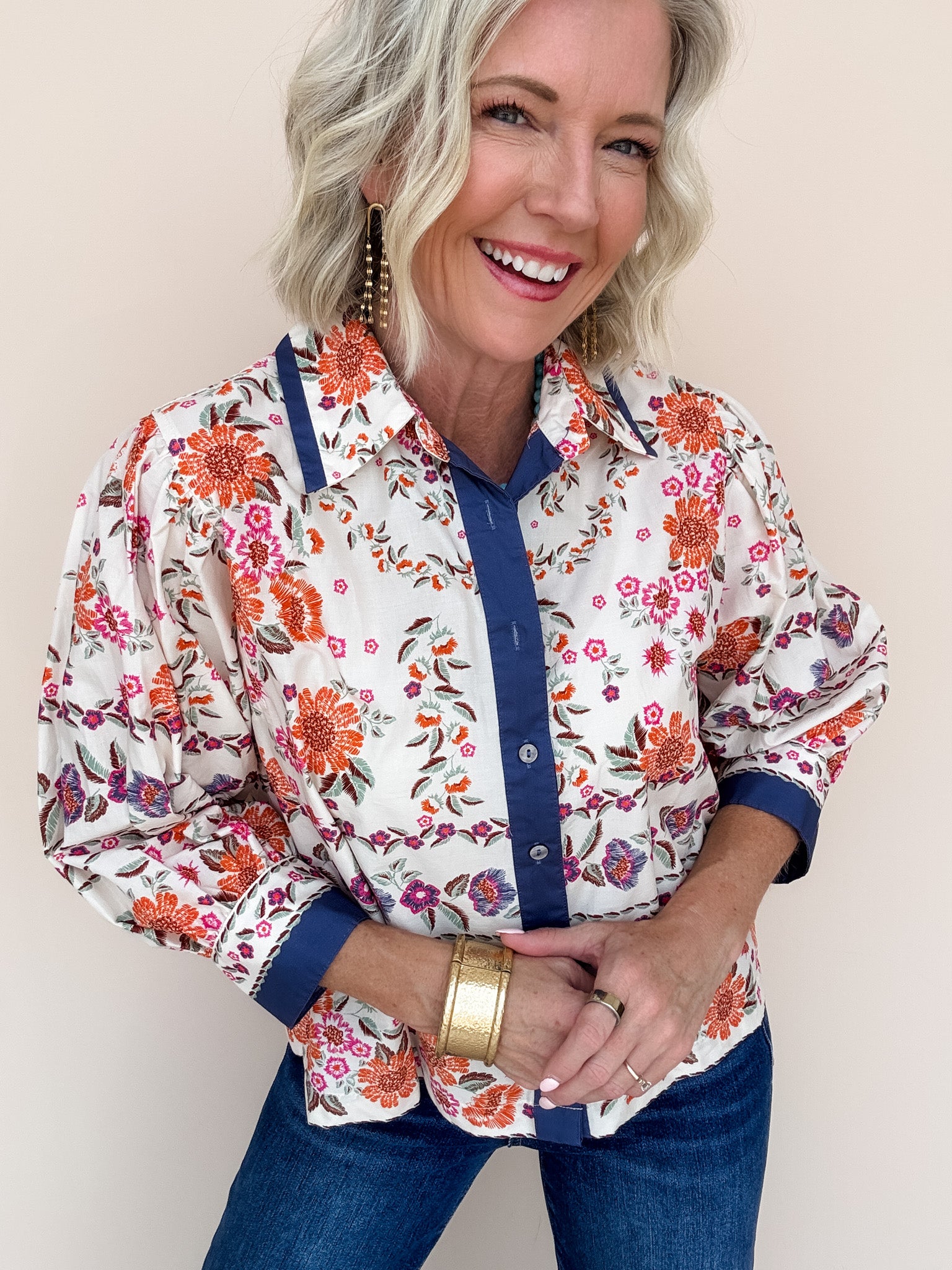Blue Ribbon Floral Top