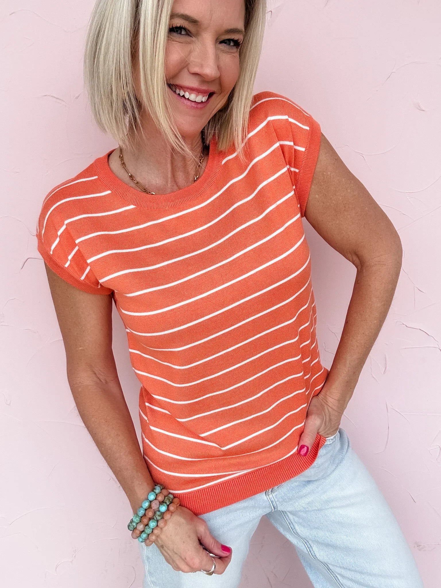Orange Grove Stripe Top - 30% Off