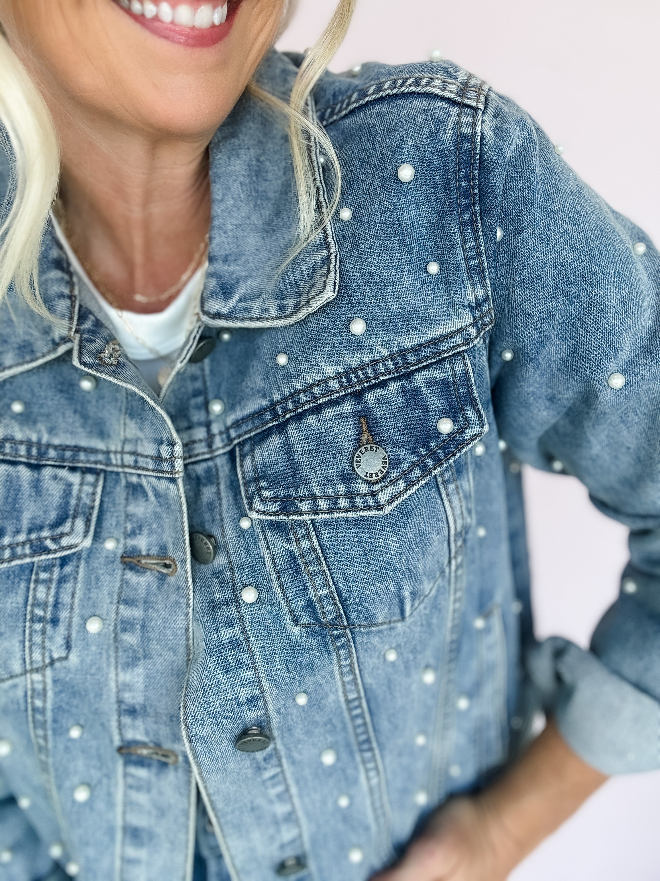 Pearl Studded Denim Jacket