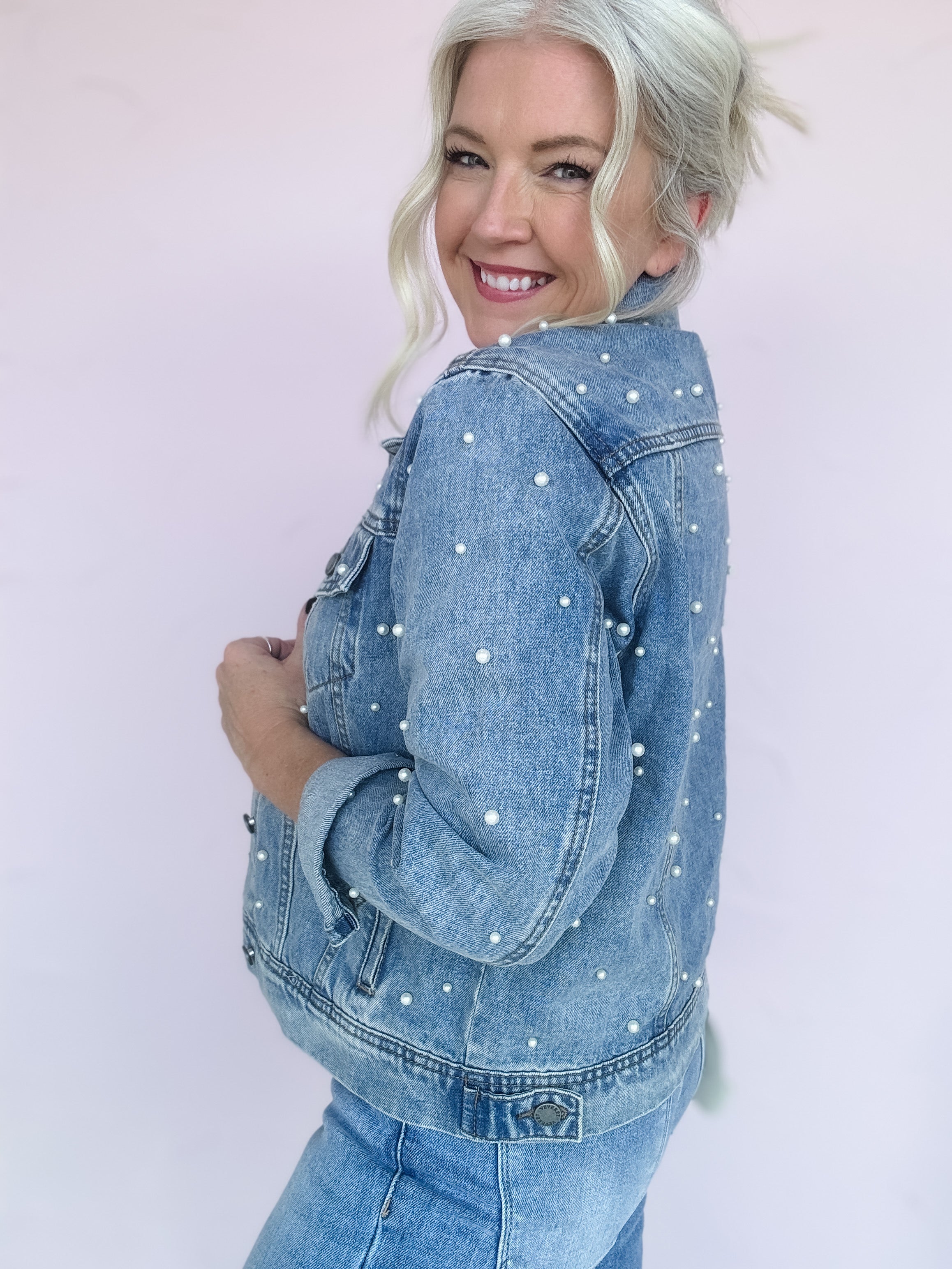 Pearl Studded Denim Jacket