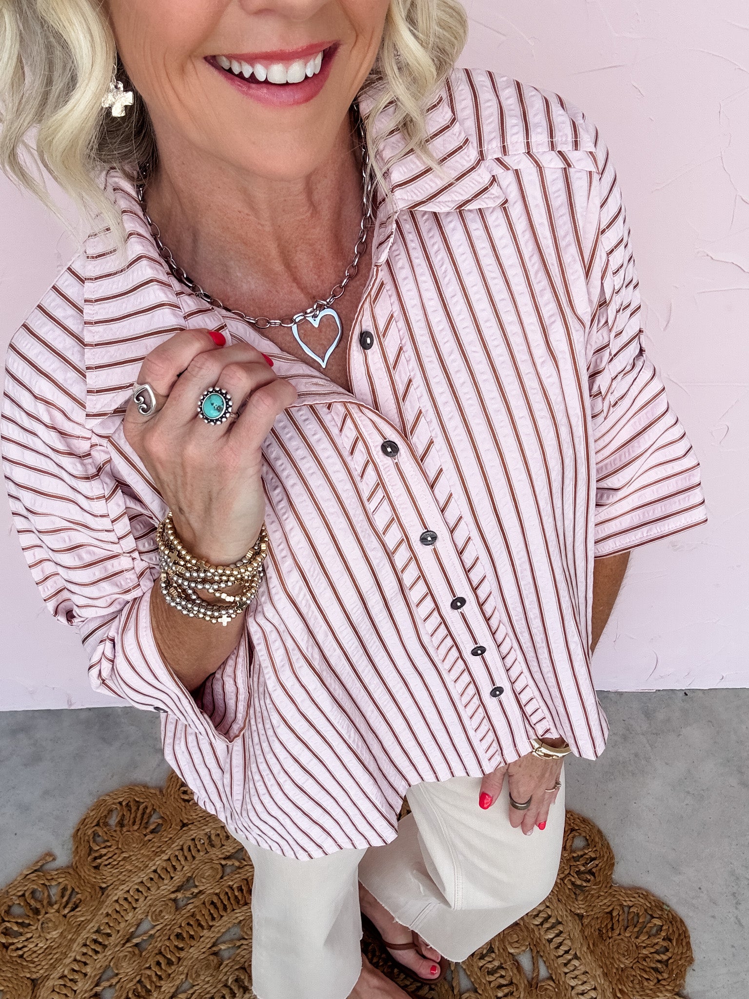 Rosewater Stripe Top