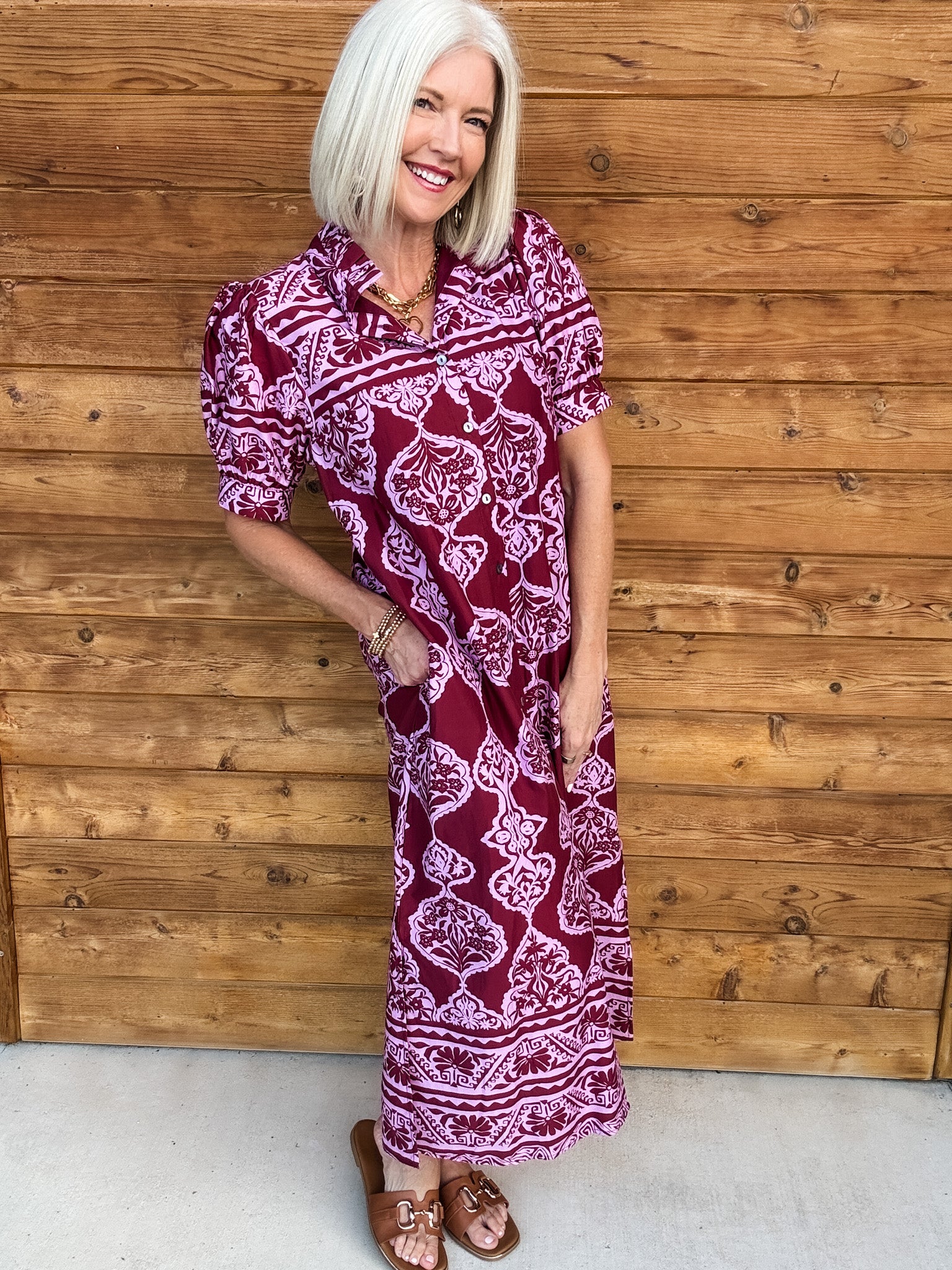 Ines Shirt Dress | Burgundy
