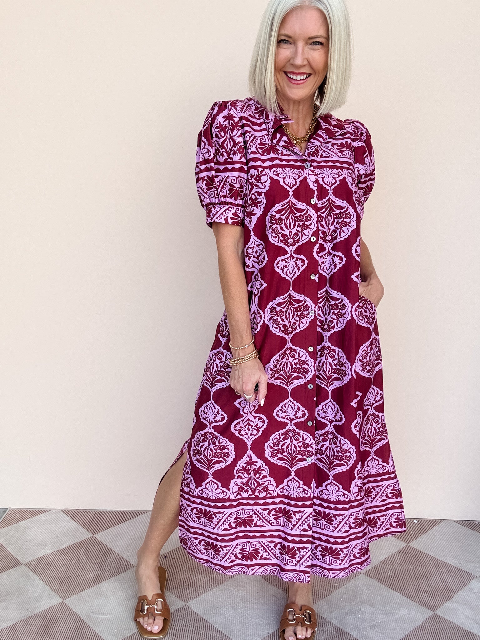Ines Shirt Dress | Burgundy