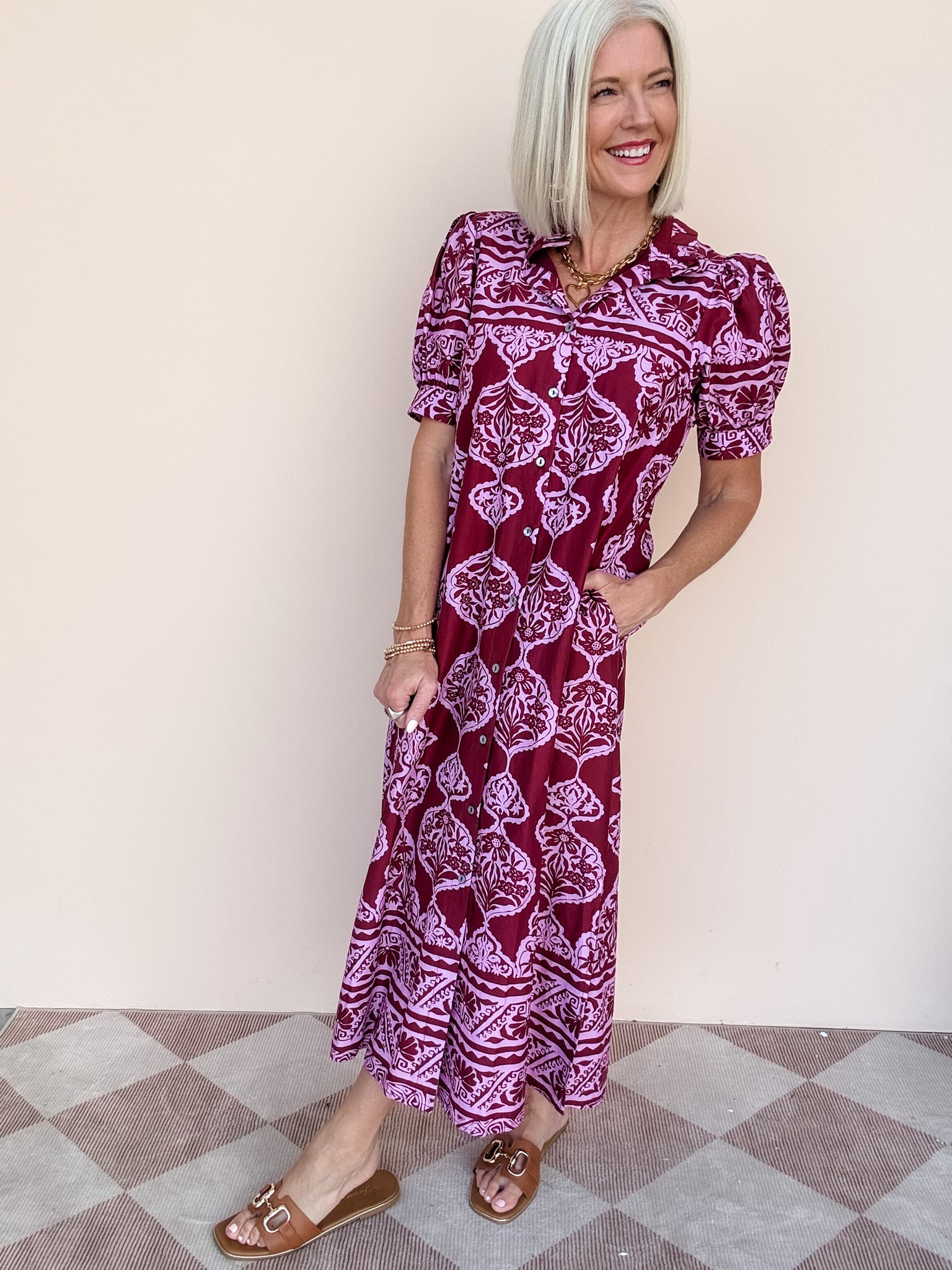 Ines Shirt Dress | Burgundy