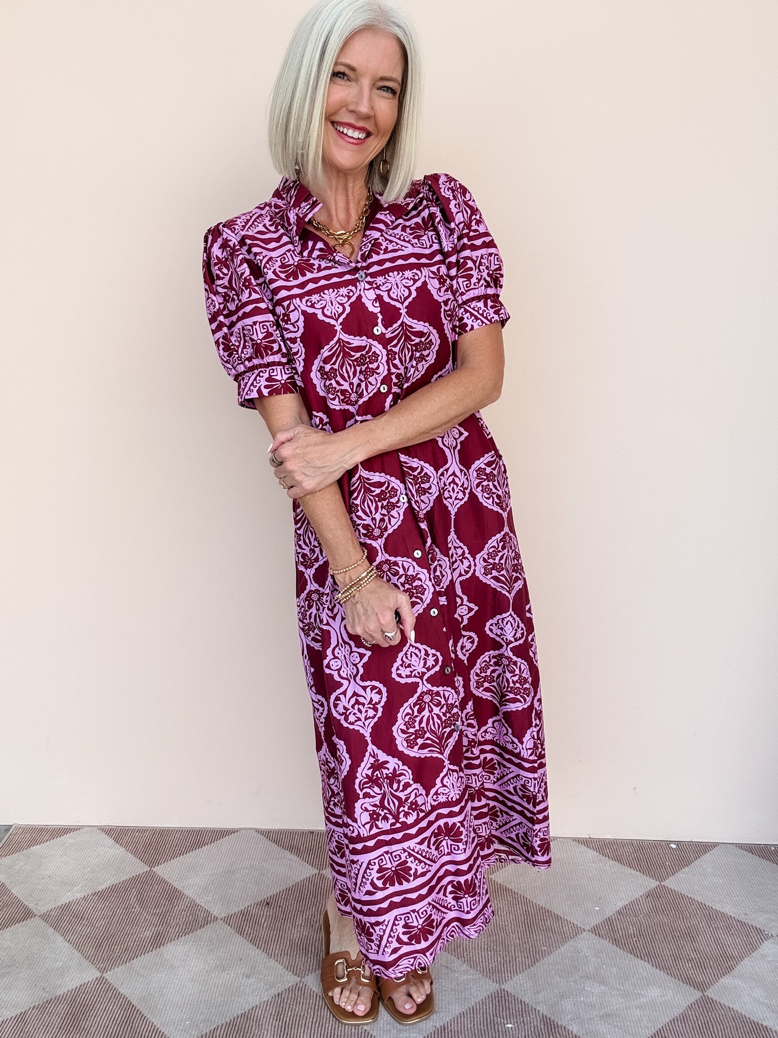 Ines Shirt Dress | Burgundy